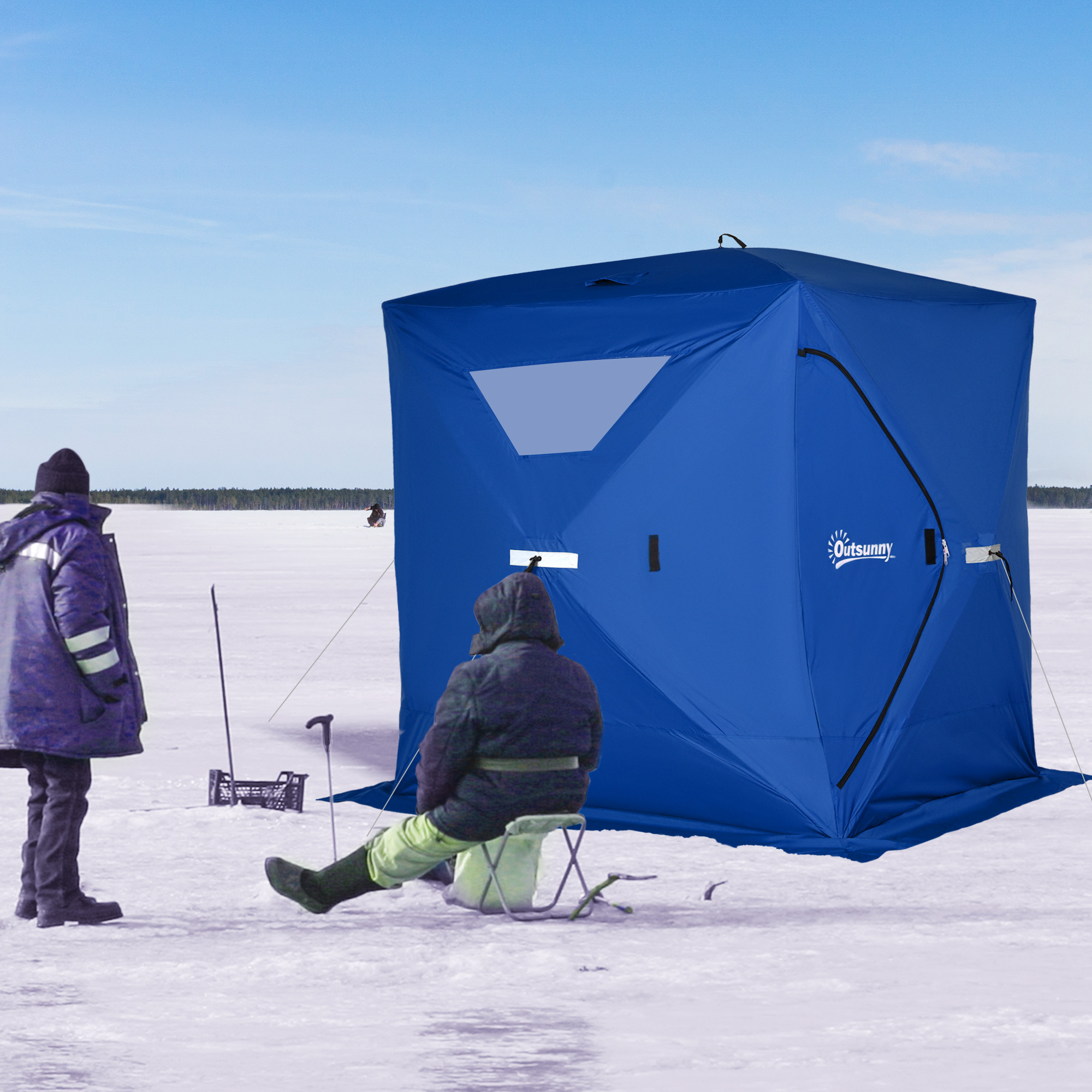 Outsunny 24 Person Portable Popup Ice Fishing Tent Ice Shelter with
