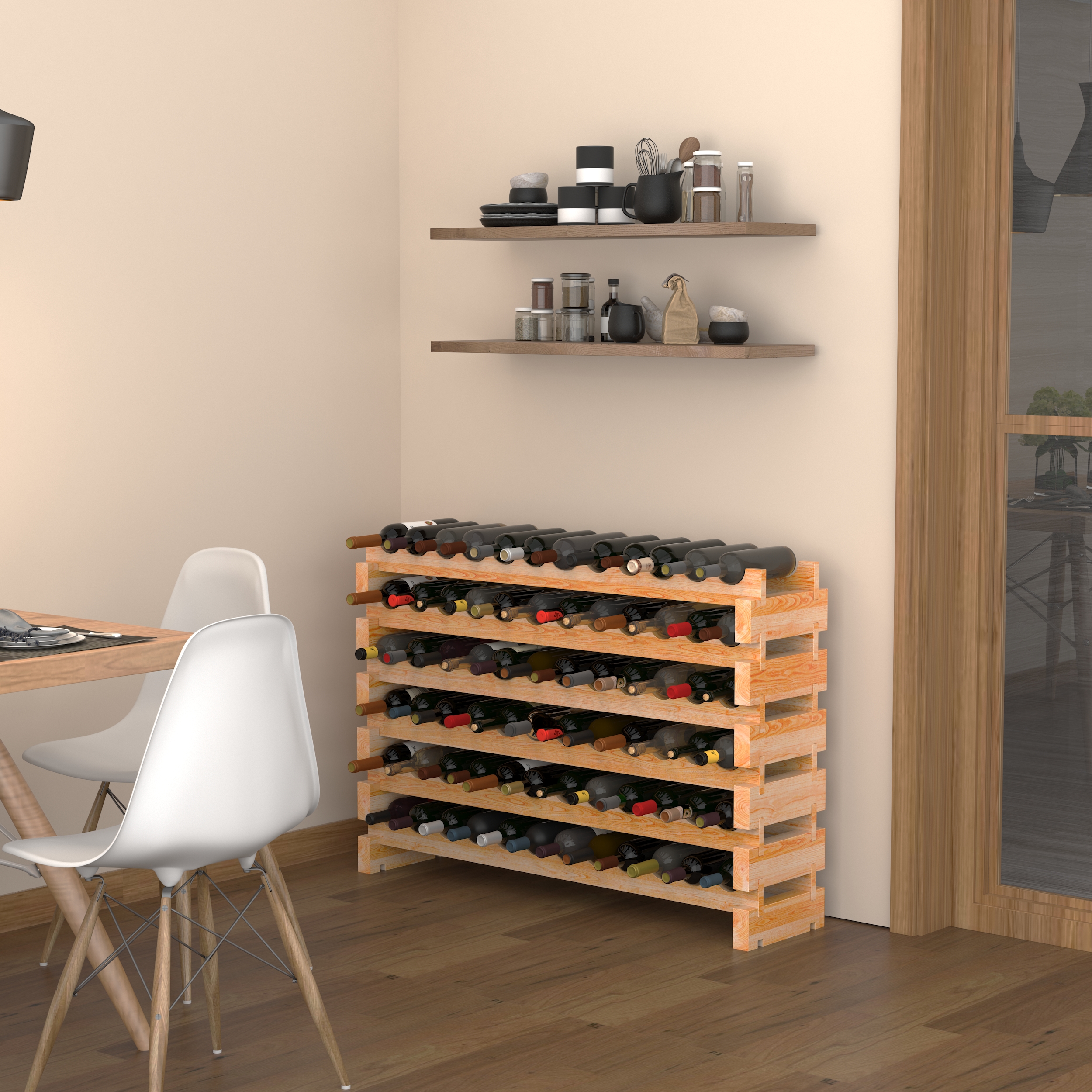 HOMCOM Wood Wine Rack 72 Bottles Holder 6 Tier Wooden Shelves | Aosom ...