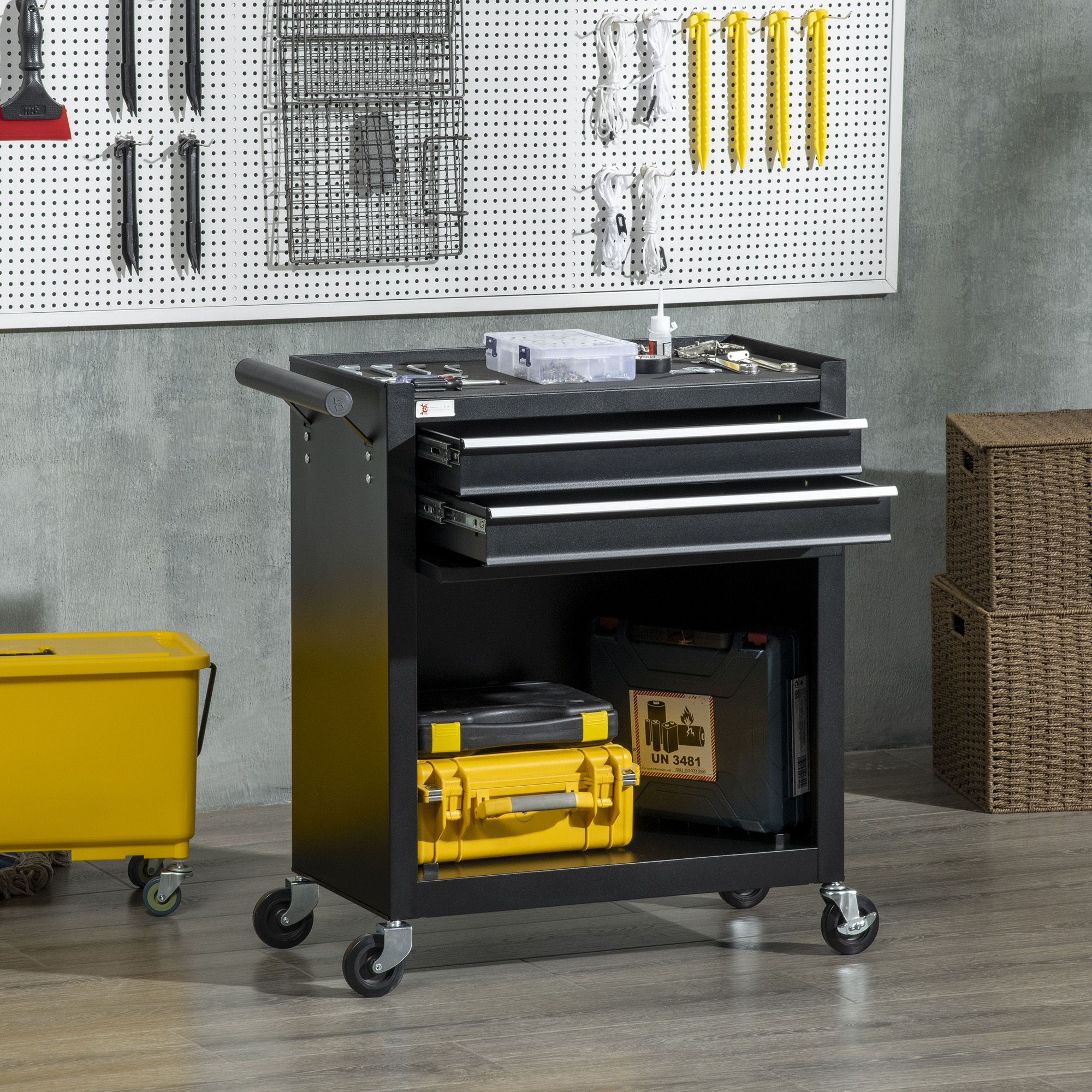 DURHAND Rolling Garage Tool Organizer, 2 Drawer Tool Chest for