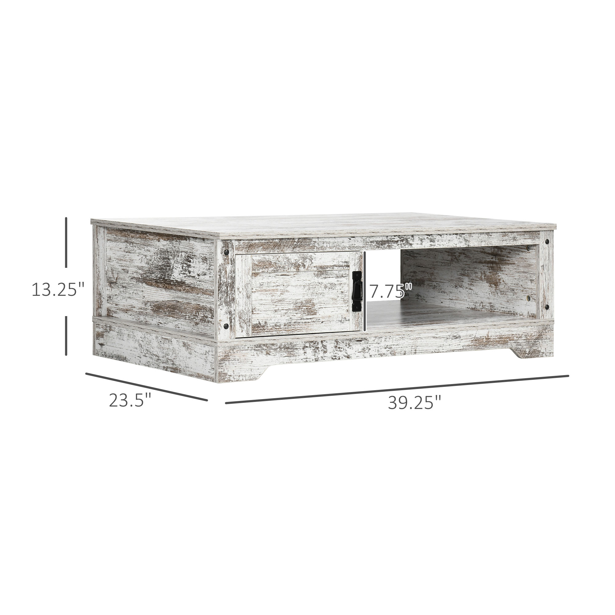 HOMCOM Rustic Coffee Table with Storage, Vintage Coffee Table for Living Room Furniture, Cocktail Table with Cabinet, Open Storage Compartments 1