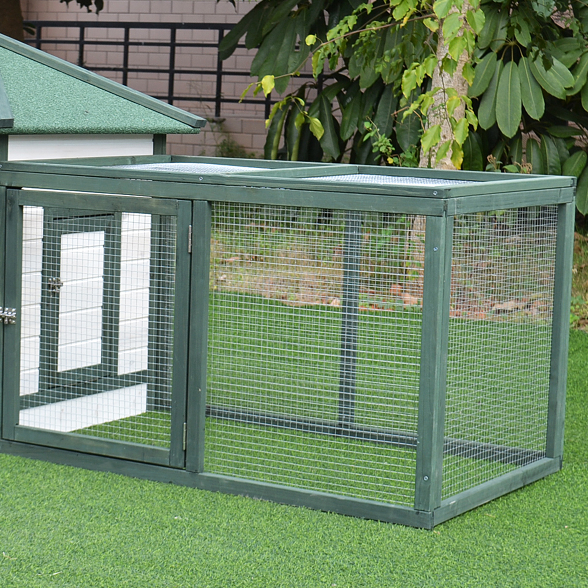 PawHut Chicken Coop with Enclosed Run, Nesting Box, Large