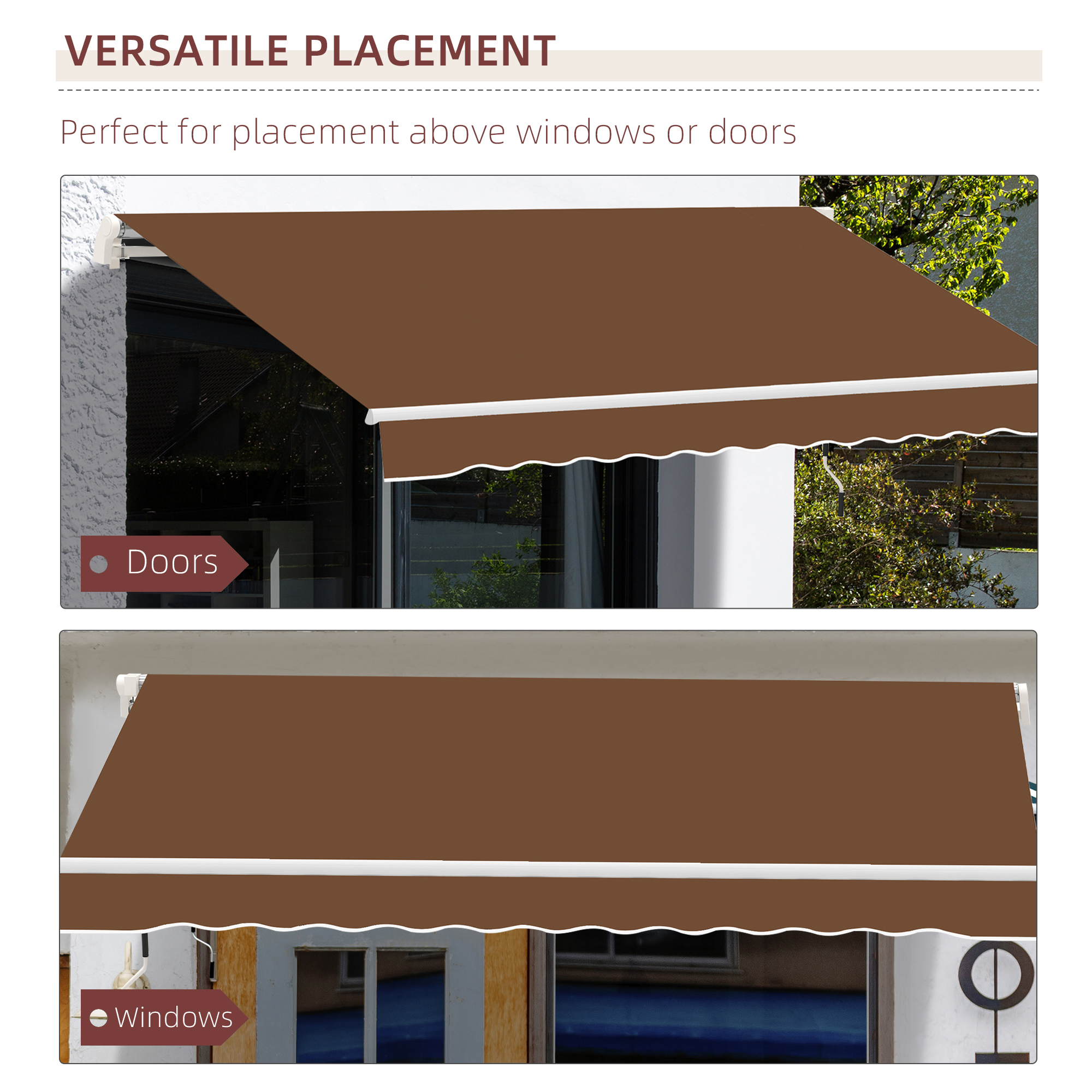 Outsunny 10' x 8' Manual Retractable Awning Sun Shade Shelter for Patio Deck Yard with UV Protection and Easy Crank Opening, Coffee 4