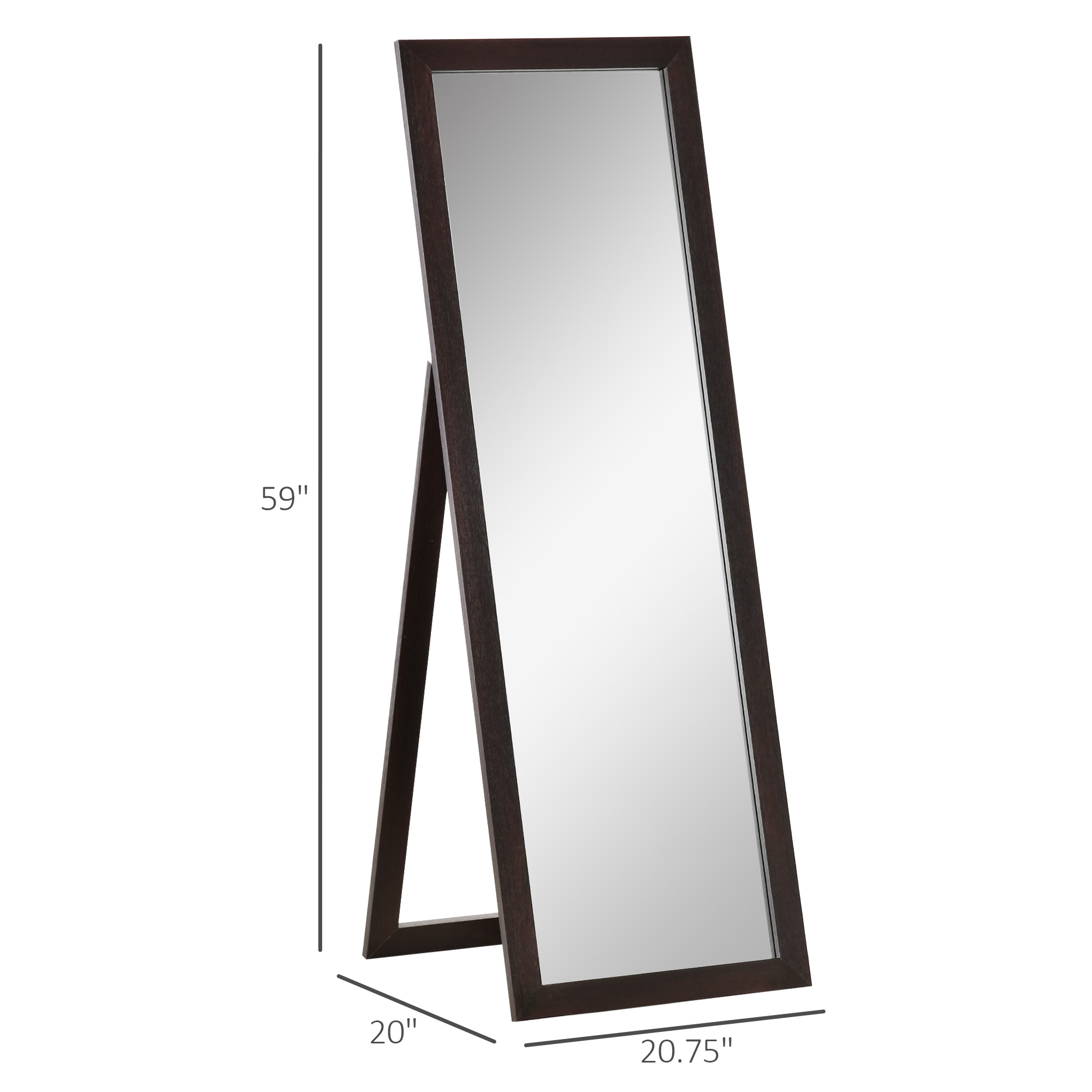 HOMCOM Full Length Mirror, Floor Standing Mirror, Dressing Mirror For Living Room, Bedroom, Brown , Aosom Canada