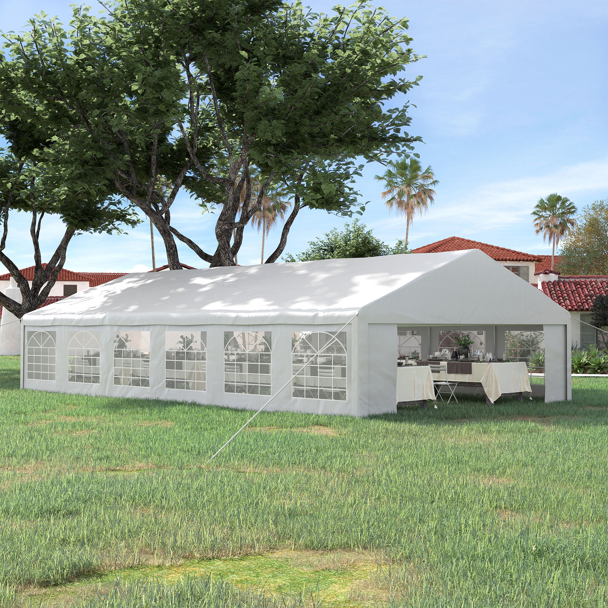 Outsunny 39 X 23ft Party Tent & Carport, Large Outdoor Canopy Tent With Removable Sidewalls And Windows, White Tents For Parties, Wedding And Events