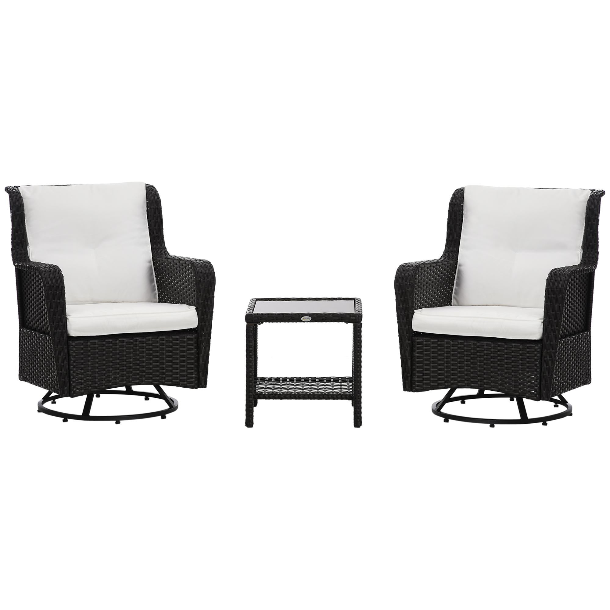 Outsunny Porch Bistro Set Cream White Patio Furniture 360éŽº?Rotation Rocking Function 28.25x30.75x36.25 | Aosom.com