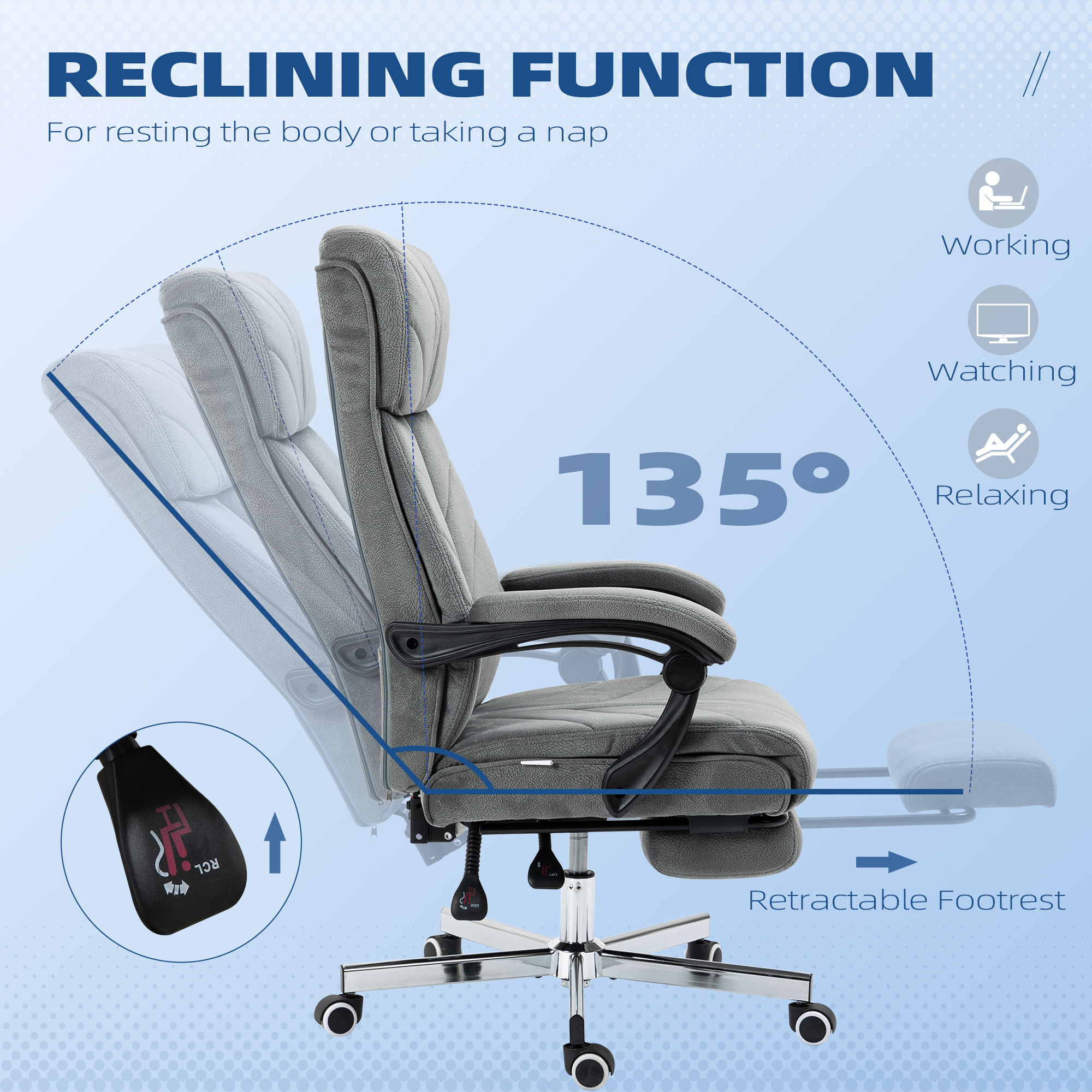Vinsetto High-Back Office Chair Computer Desk Chair with Footrest ...