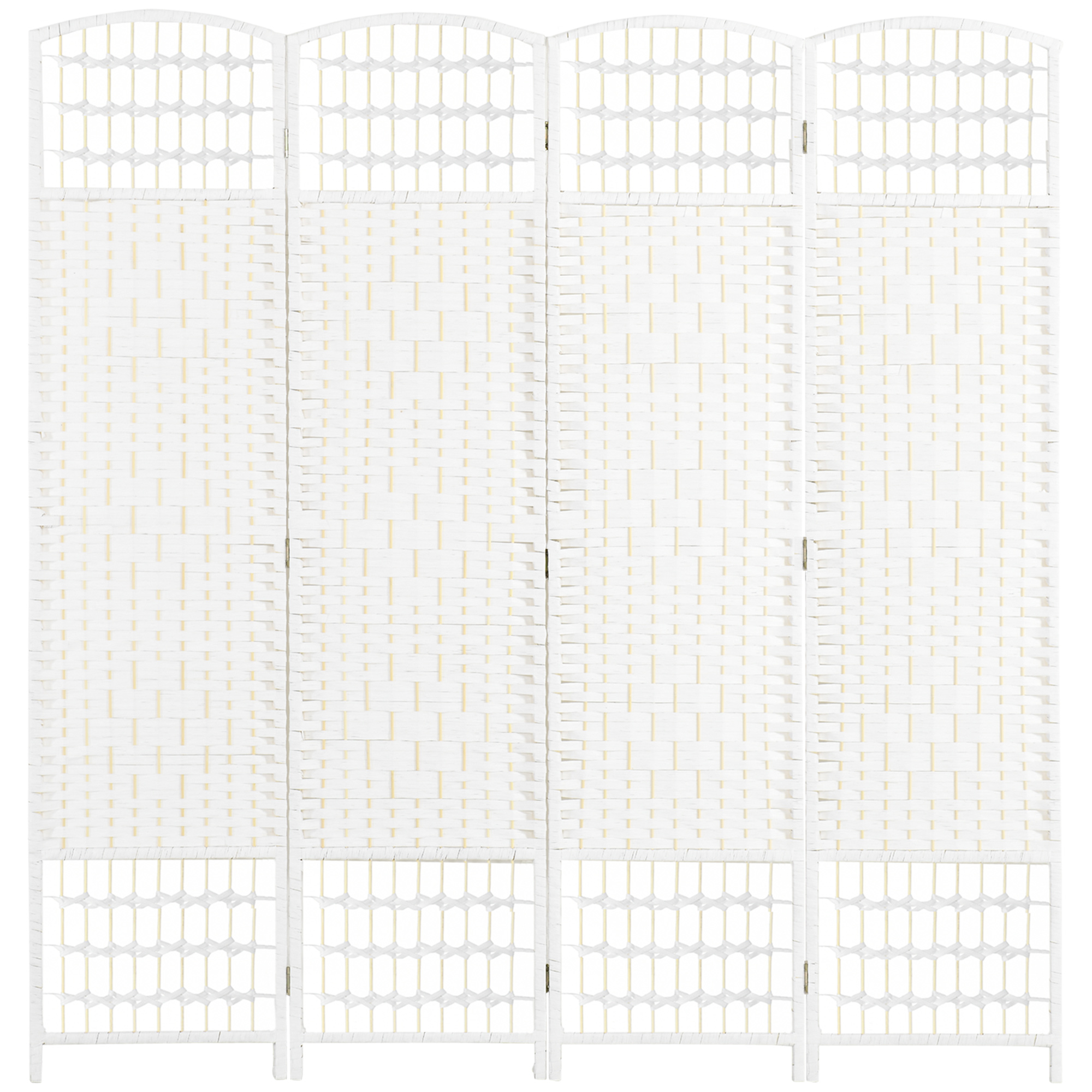 HOMCOM 4-Panel White Wave Fiber Folding Privacy Screen, Freestanding Room Divider for Home Office | Aosom.com