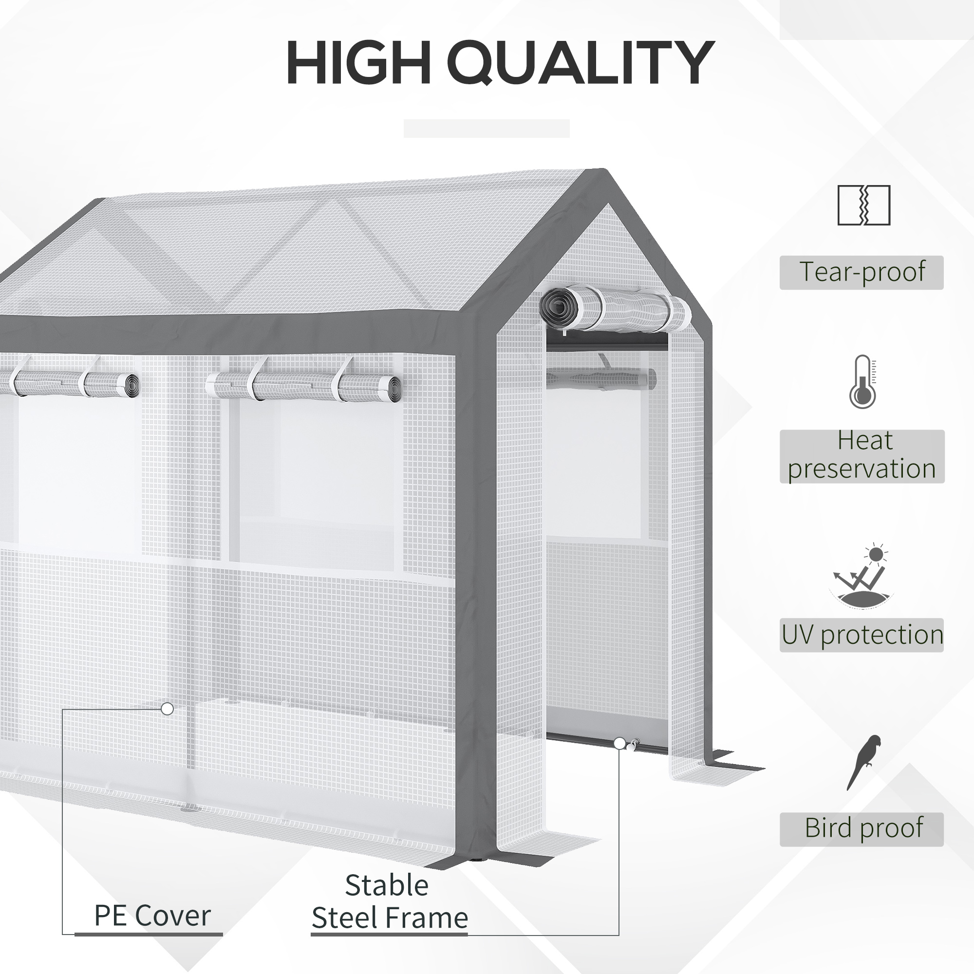 小物 hiroTraditional Weatherwear Outsunny 8' x 6' Walk-in Greenhouse with Roll-up Windows, 2