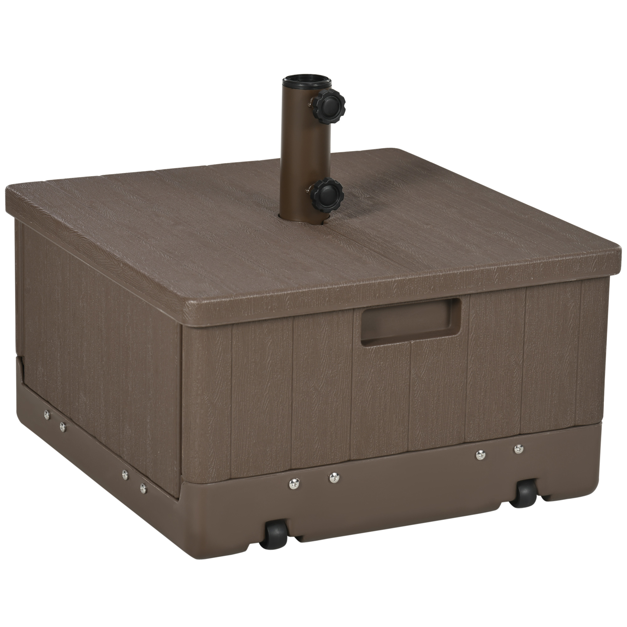 Outsunny 3-in-1 Outdoor Umbrella Base, Coffee End Table