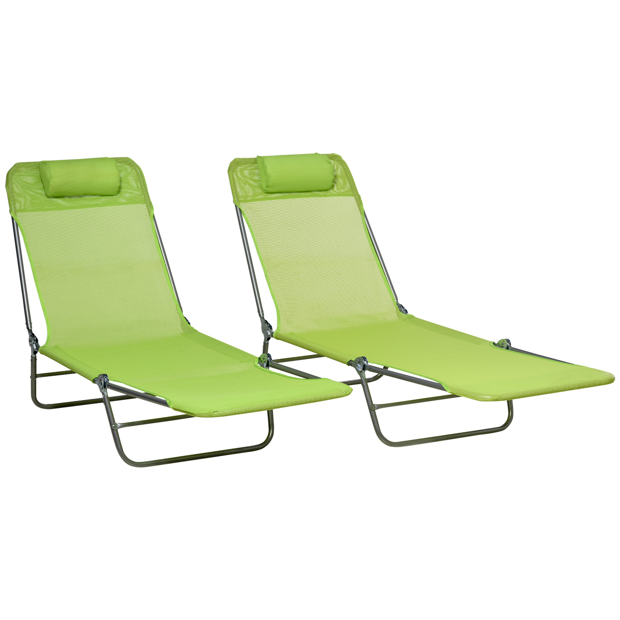 Outsunny Folding Chaise Lounge Pool Chairs, Set of 2 Outdoor Sun