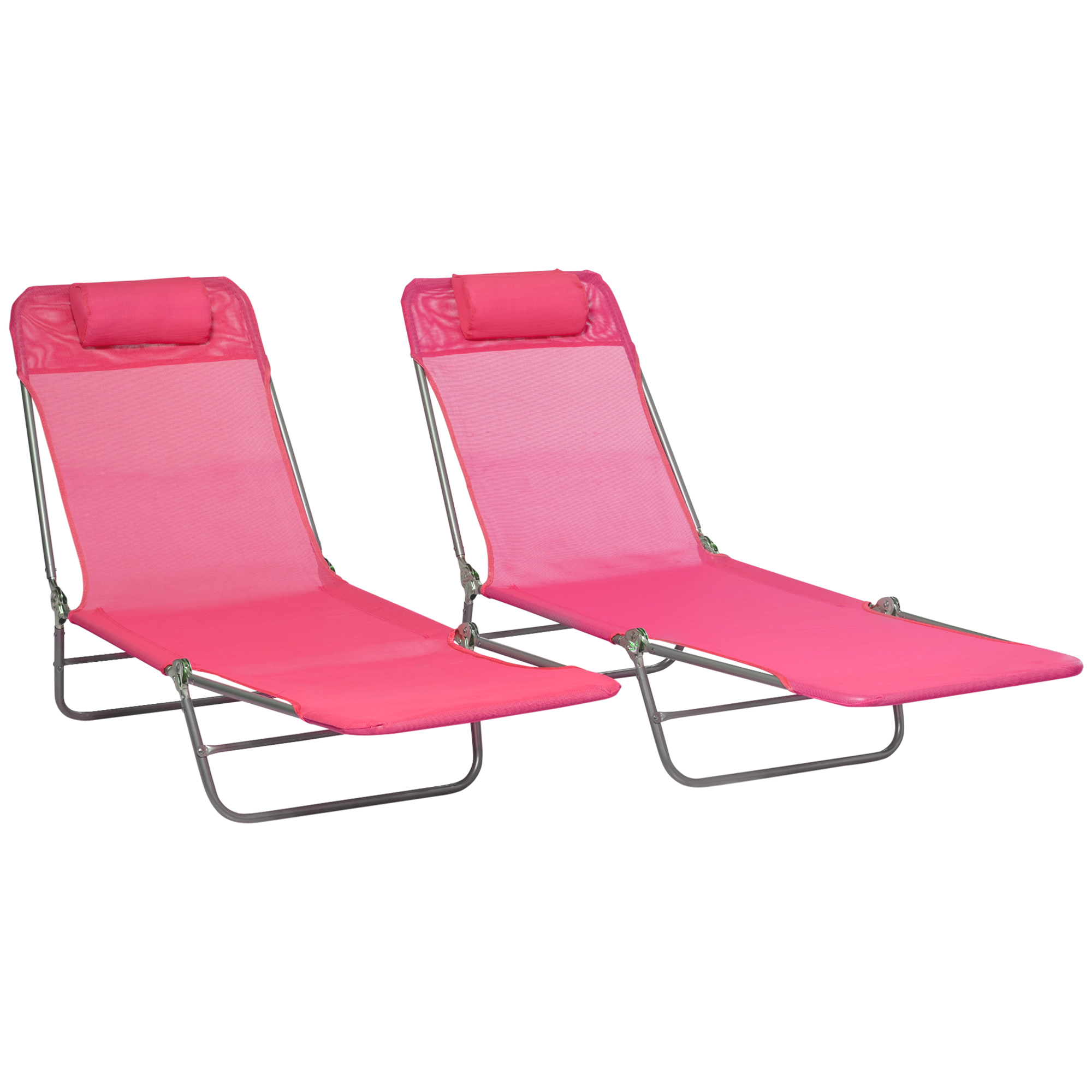 Outsunny Folding Chaise Lounge Pool Chairs, Set of 2 Outdoor Sun