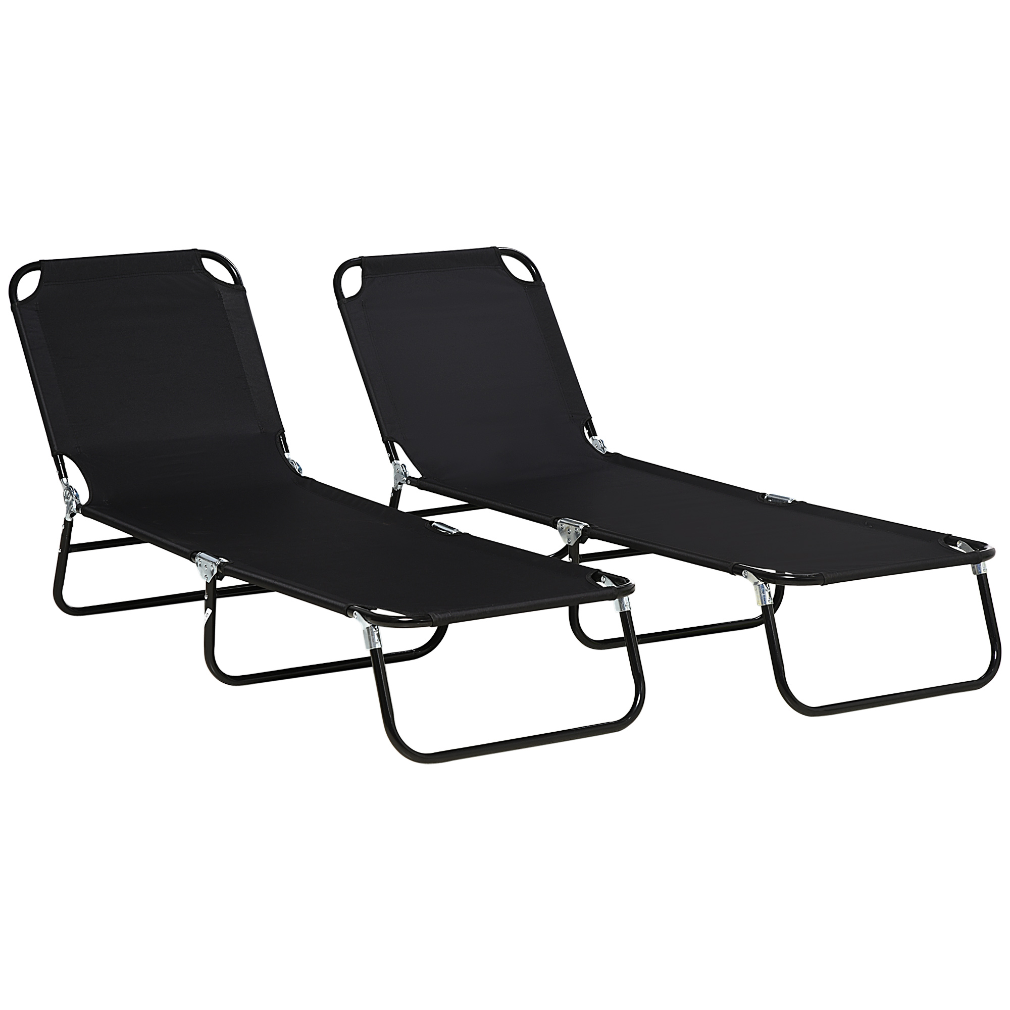 Outsunny Folding Chaise Lounge Pool Chairs, Set of 2 Outdoor Sun
