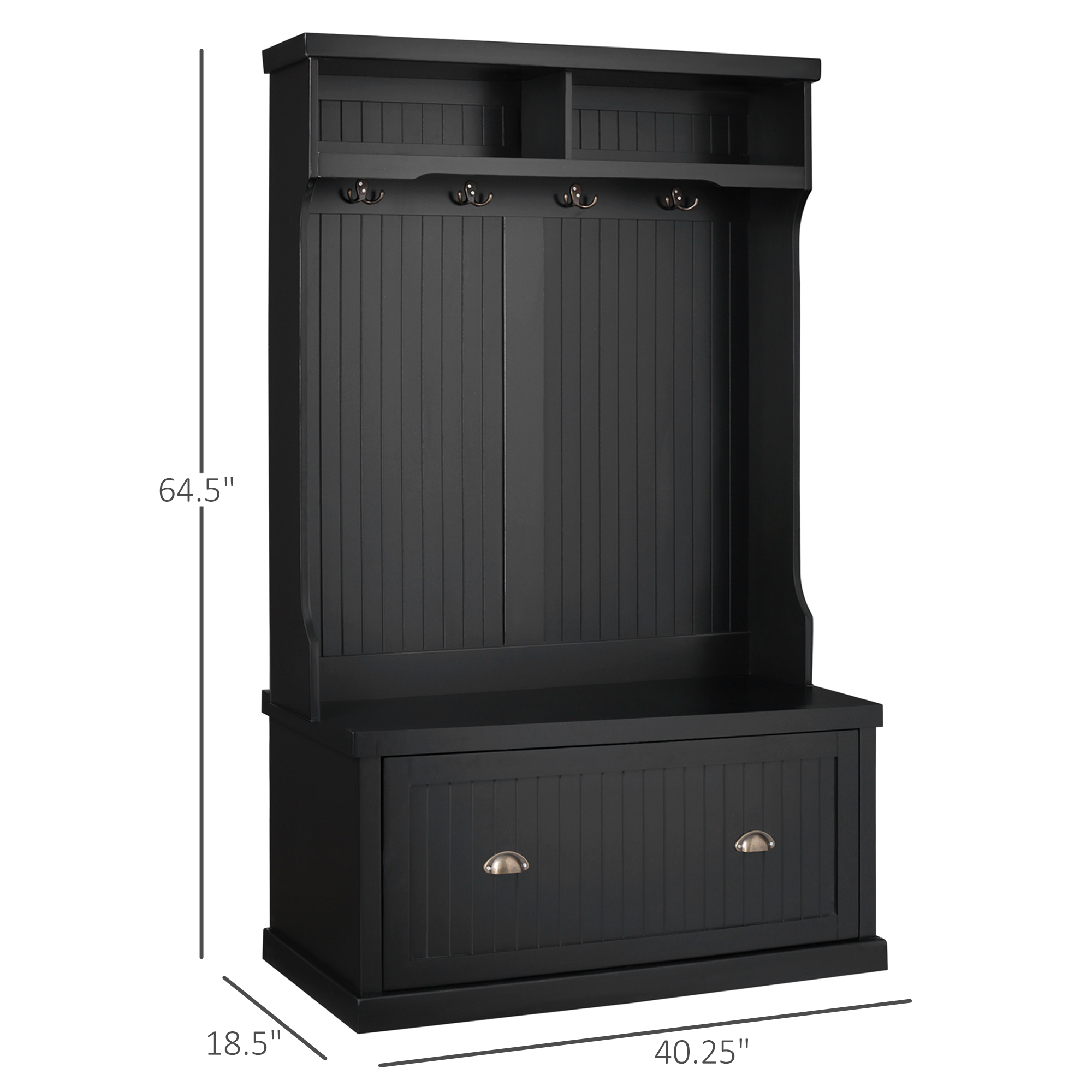 HOMCOM Entryway Bench with Coat Rack, Double Hooks and