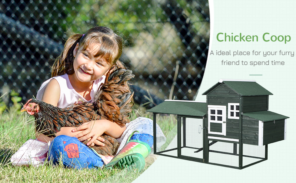 Pawhut Wooden Chicken House Backyard Poultry Hen House Nest Box
