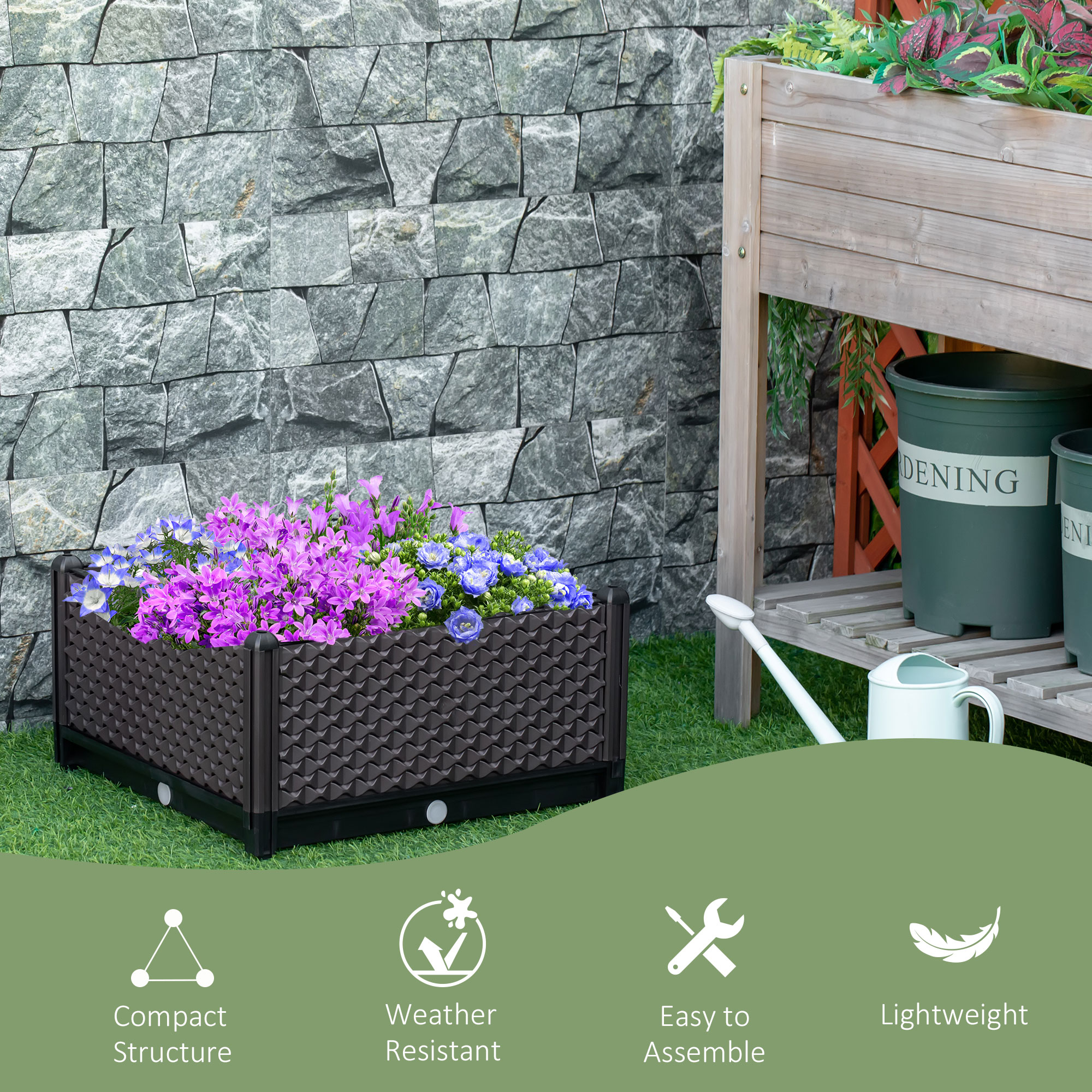 Outsunny Plastic Garden Raised Bed, Elevated Planter Box