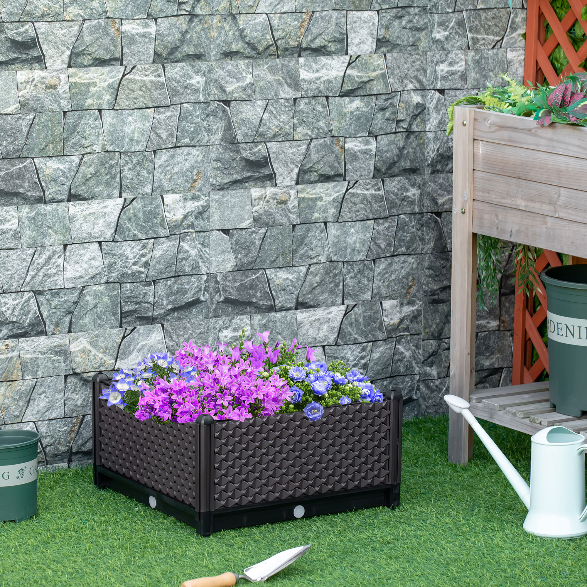 鉢・プランター NEIGHBORHOOD SRL . GARDEN BED / I-SHELF 8-Zone Wood Raised Garden Bed with Drainage Holes & Shelf, Planter