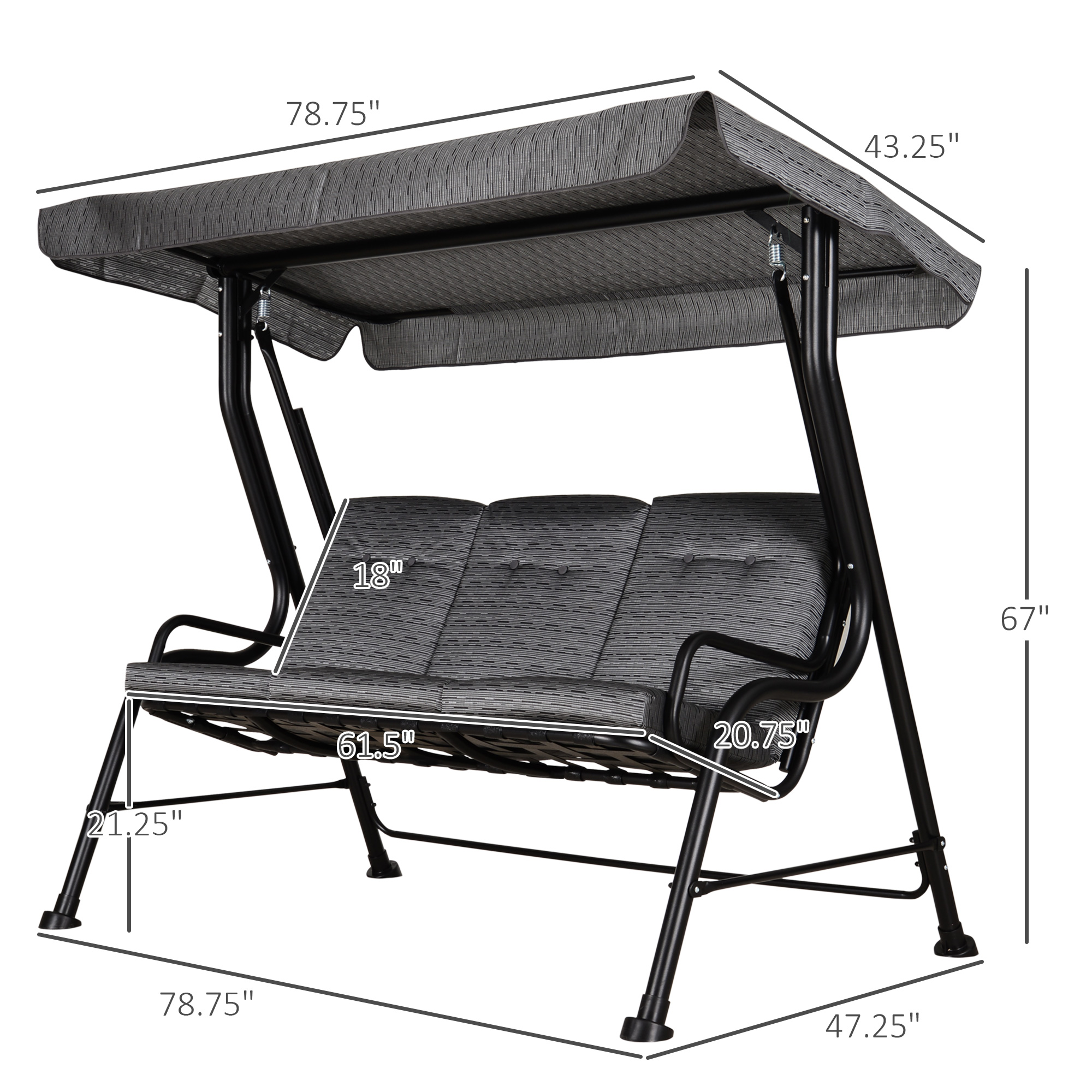 Outsunny Outdoor Patio Porch Swing Bench with Included