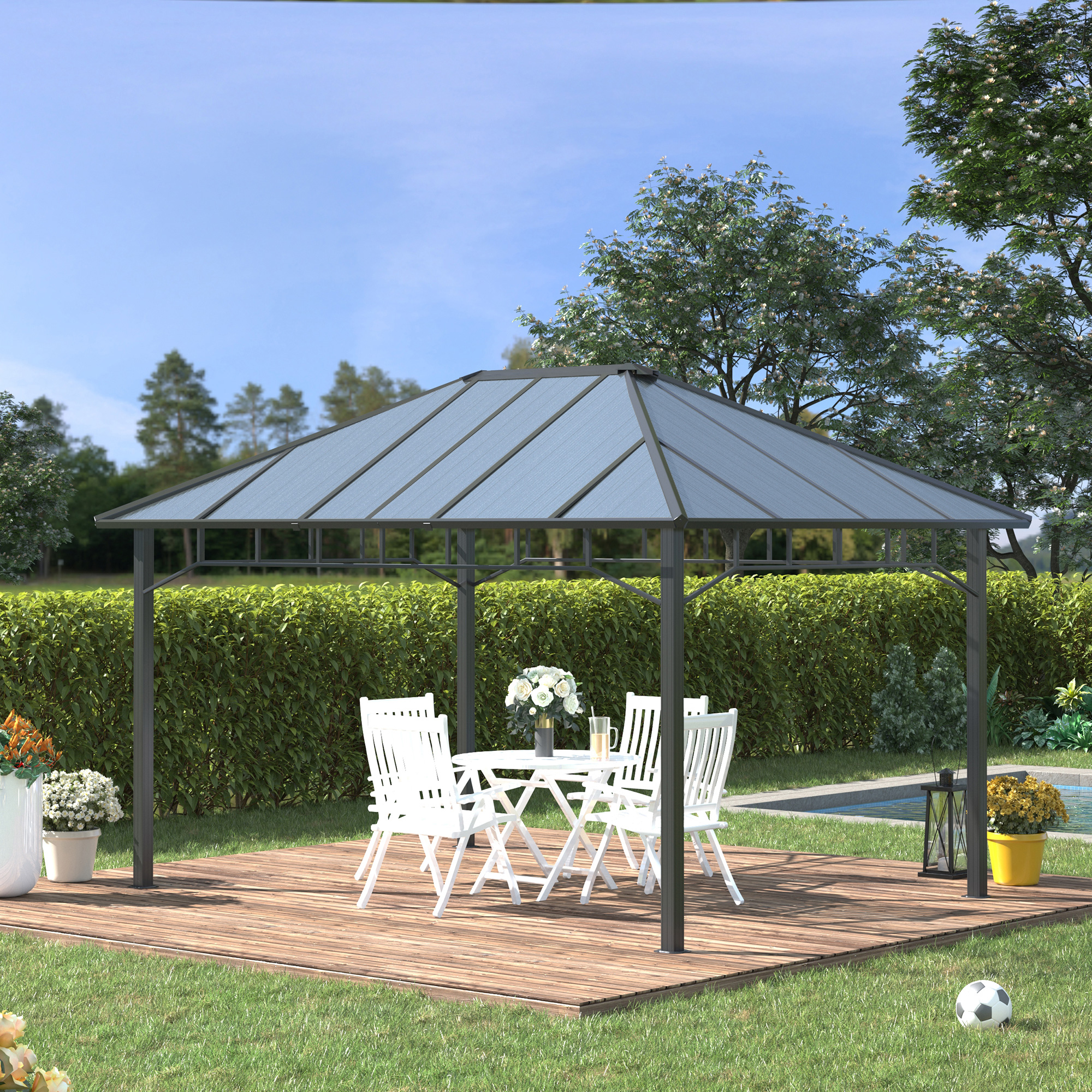 yommy Outsunny 10' x 10' Outdoor Pop-Up Party Tent Canopy with