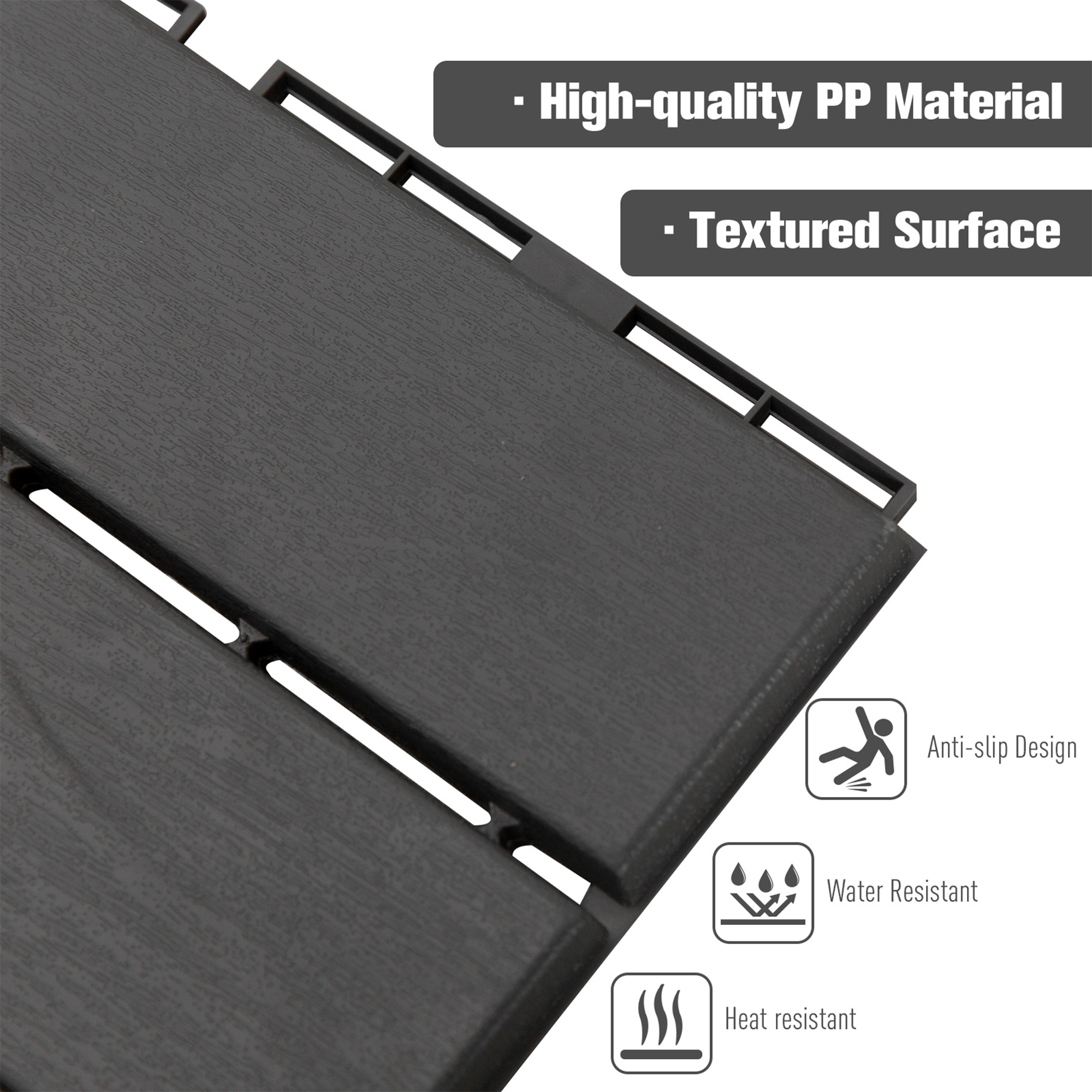 Outsunny 9 Pcs PP Interlocking Composite Deck Tile, 12