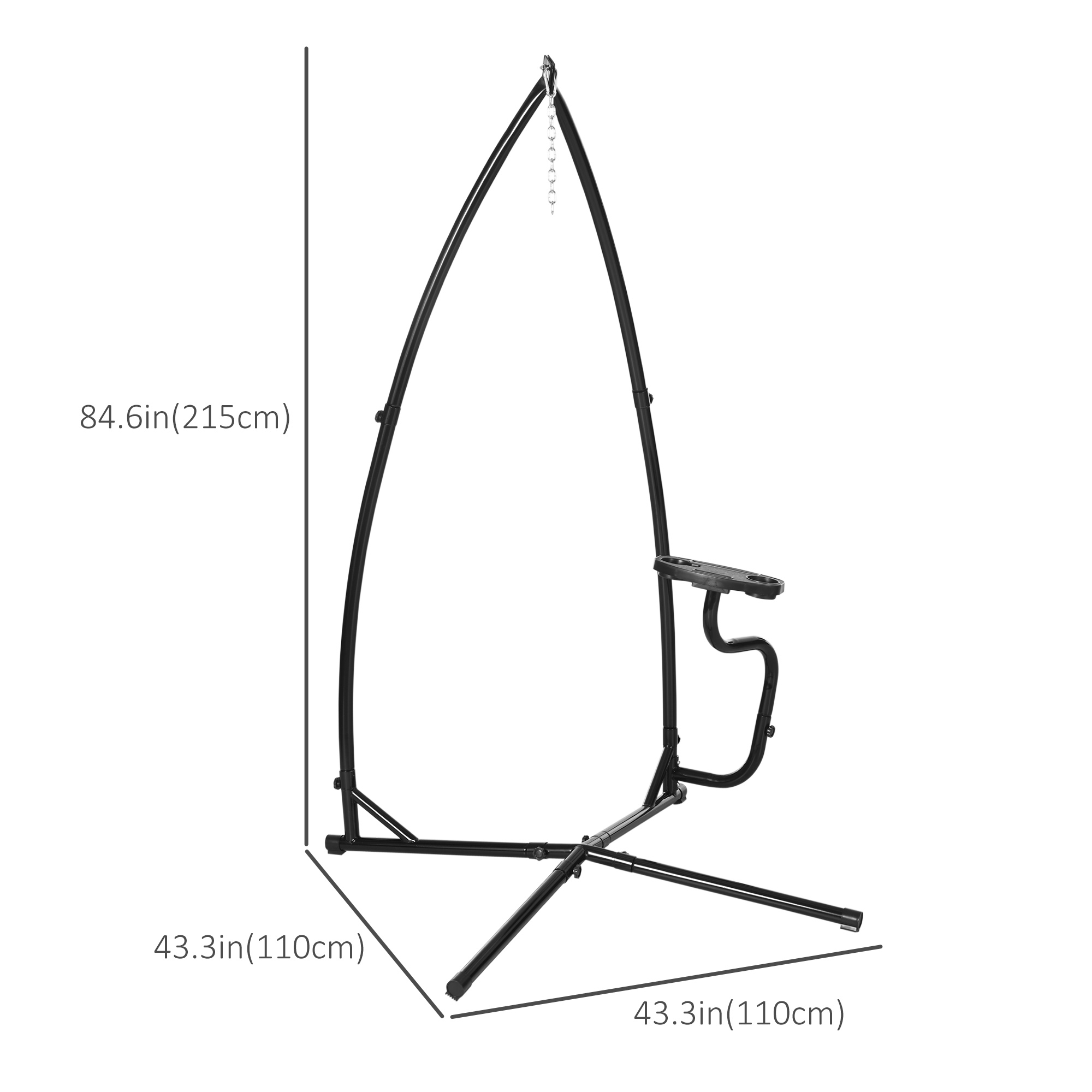 Outsunny Hammock Chair Stand Only, Metal C-Stand for Hanging Hammock