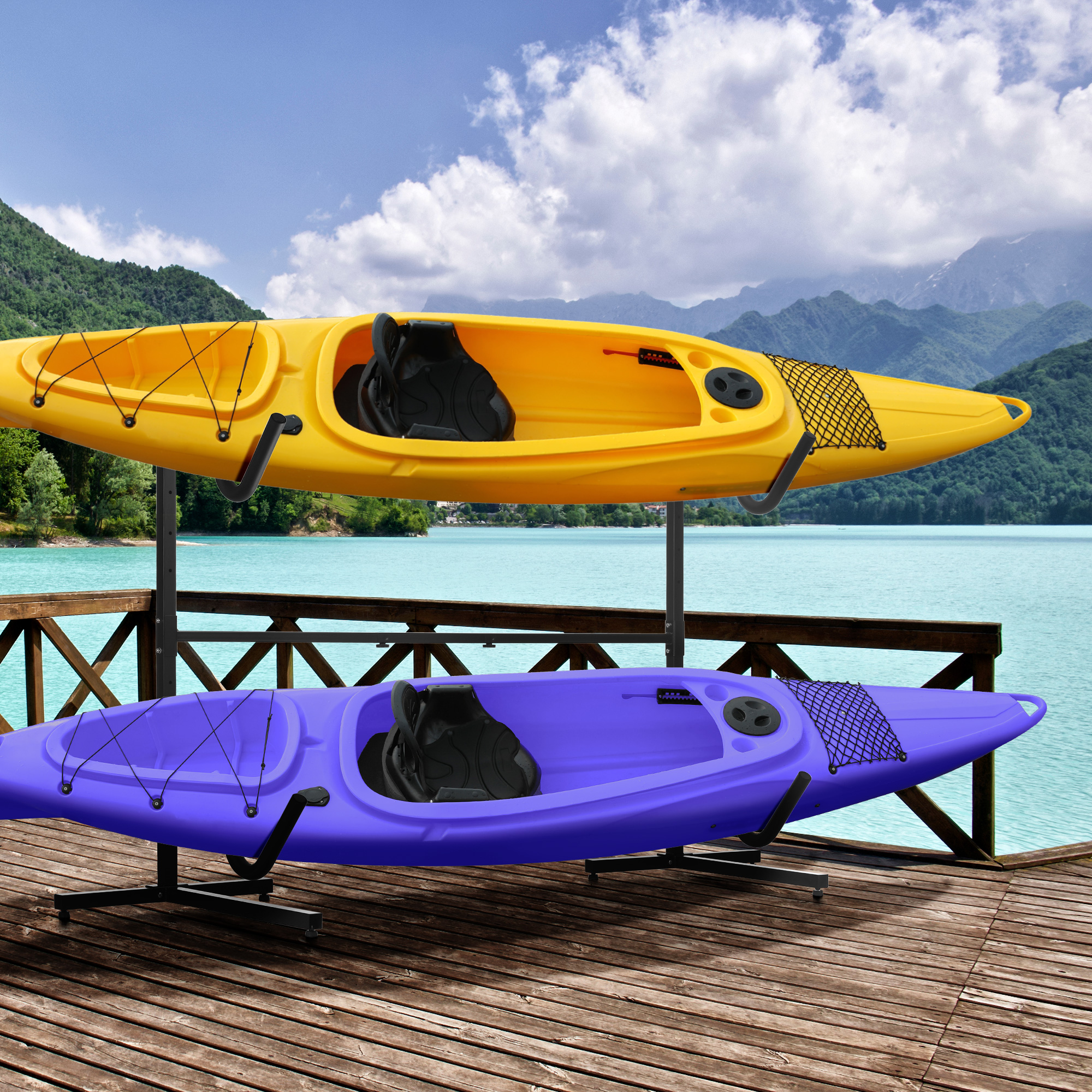 thumbnail image 2 of Kayak Storage Rack, Heavy Duty Freestanding Storage For Two Kayak Sup Canoe And Paddleboard For Indoor Outdoor Garage Shed Or Dock Adjustable Levels 2 of 12