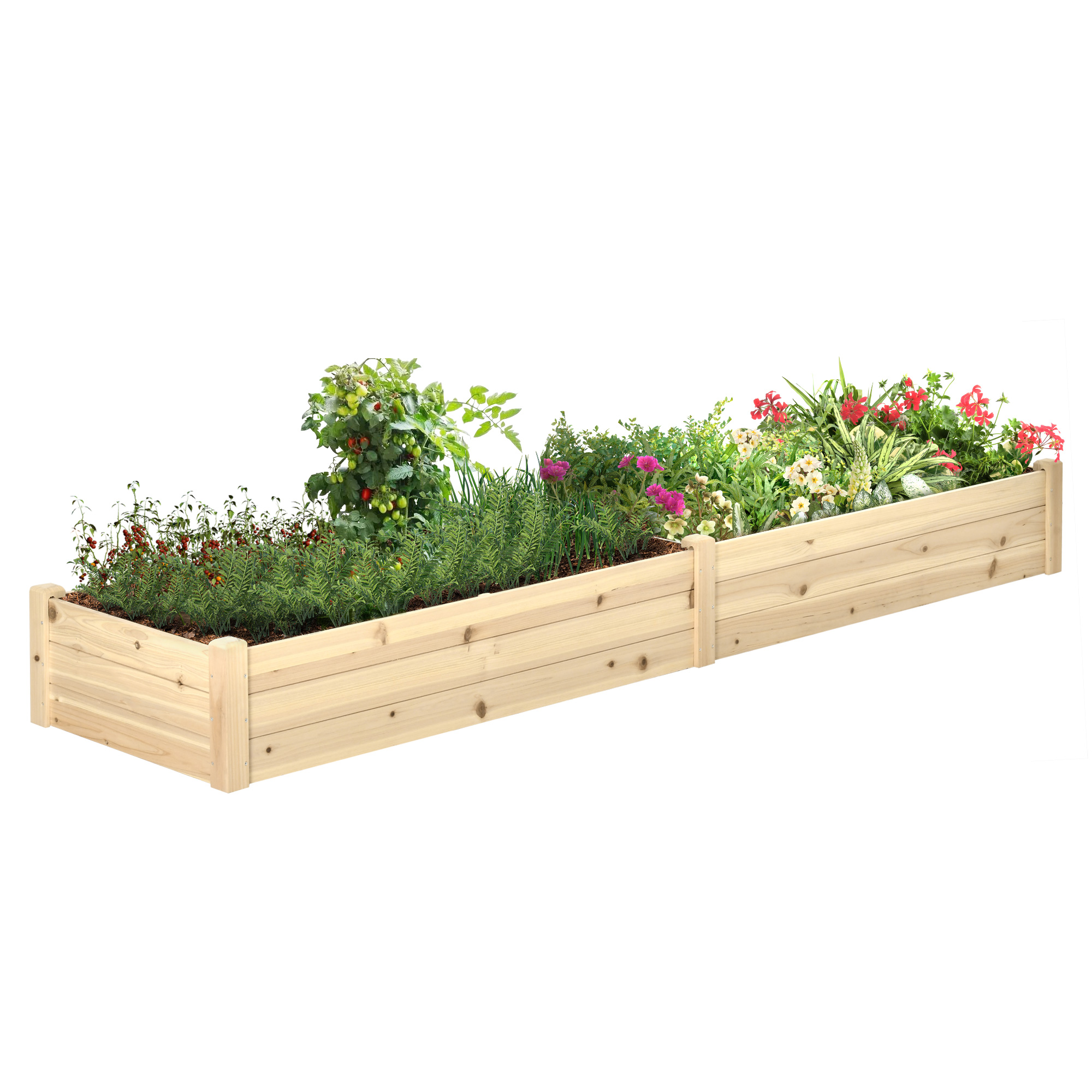 Outsunny Raised Garden Bed Elevated Wooden Planter Box For Backyard, Patio To Grow Vegetables, Herbs, And Flowers , Aosom Canada