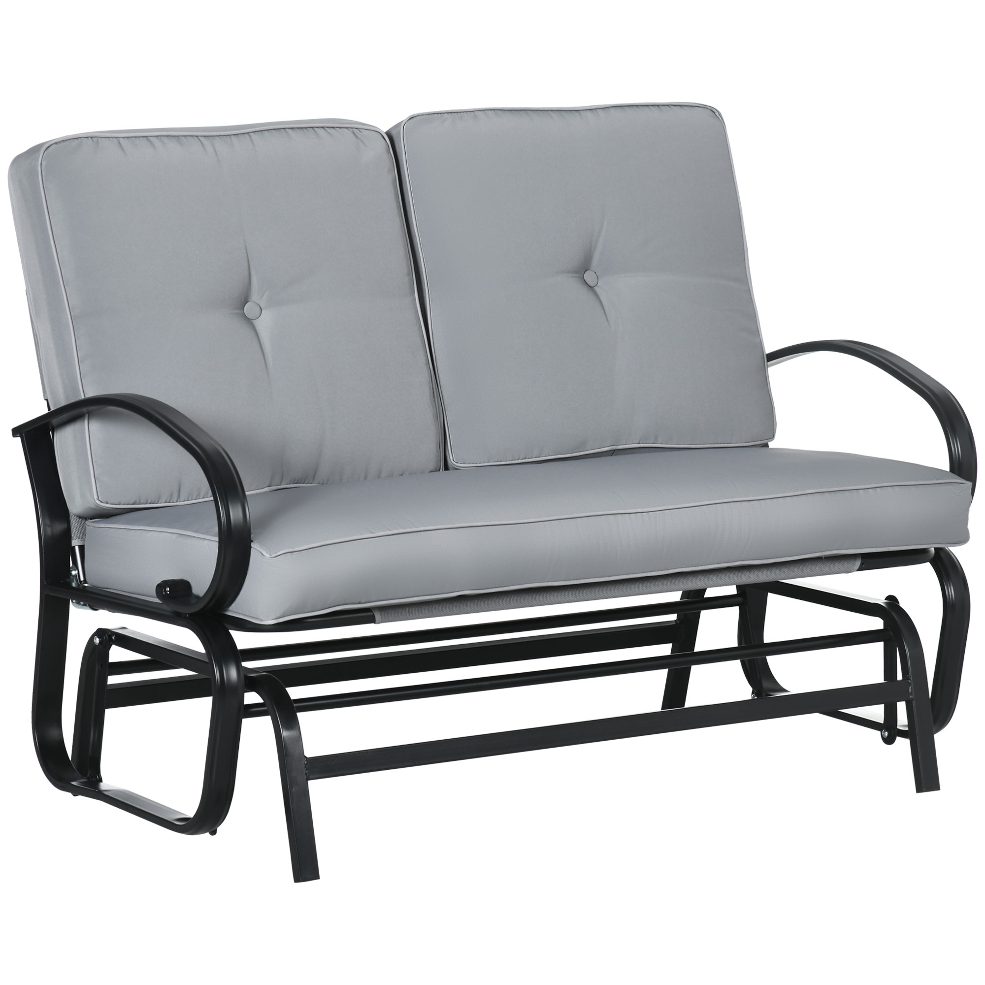 Two Person Spring Rocker Outsunny Outdoor Glider Bench, 2-Person Patio Rocker Loveseat with ...
