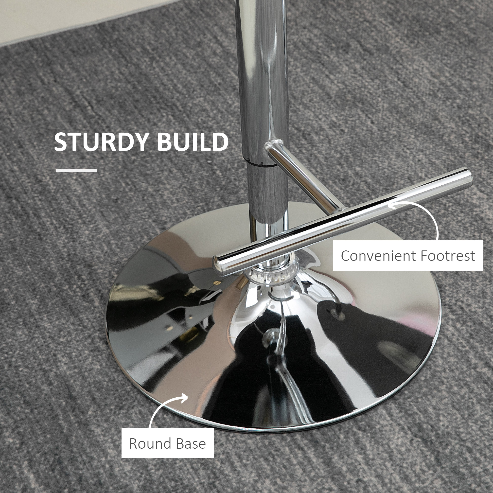 Modern Adjustable Bar Stools with Chrome Base - Set of 2