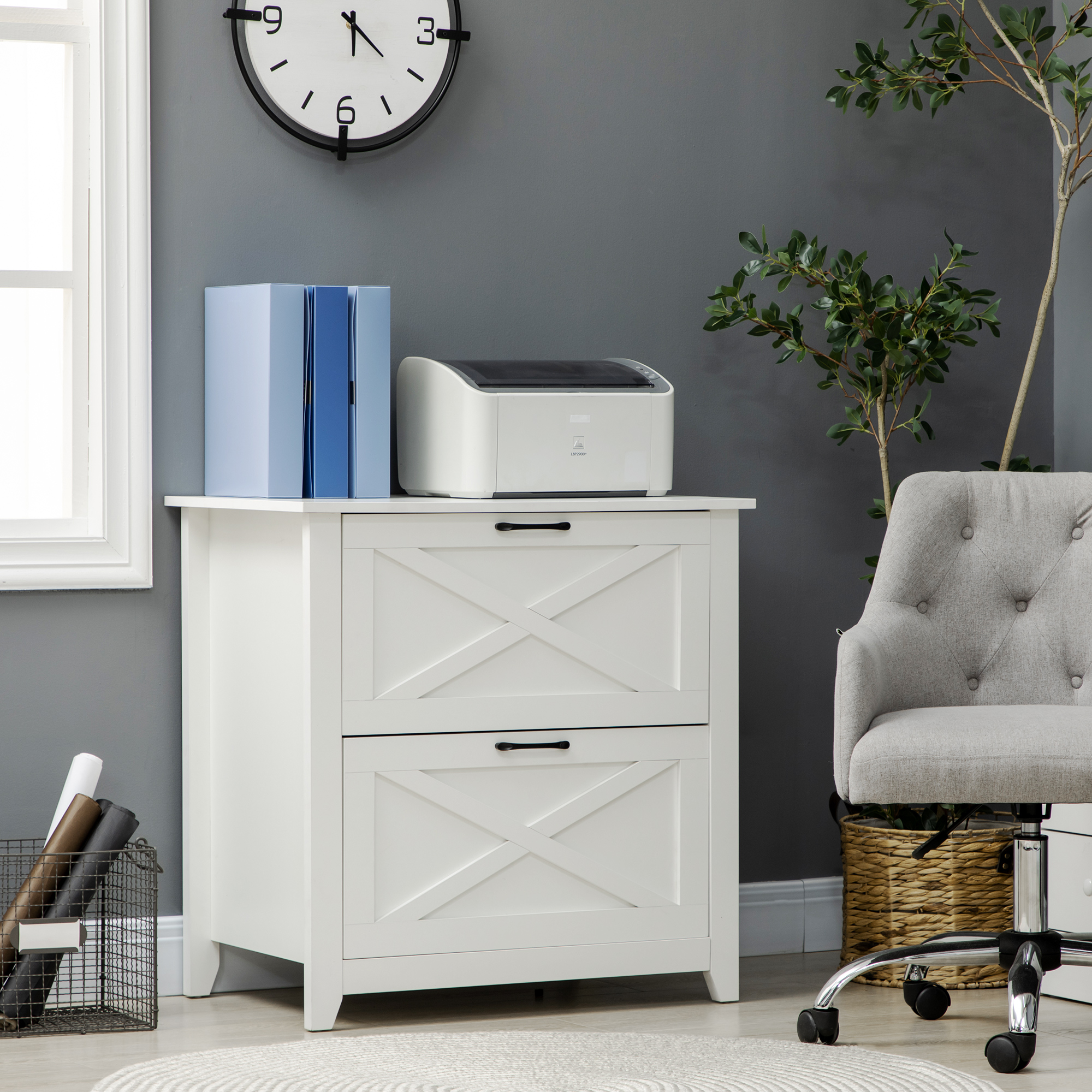 Vinsetto Vertical File Cabinet Home Office Solution A4 Hanging Bars 29.9"x19.7"x30.3" White Aosom Canada