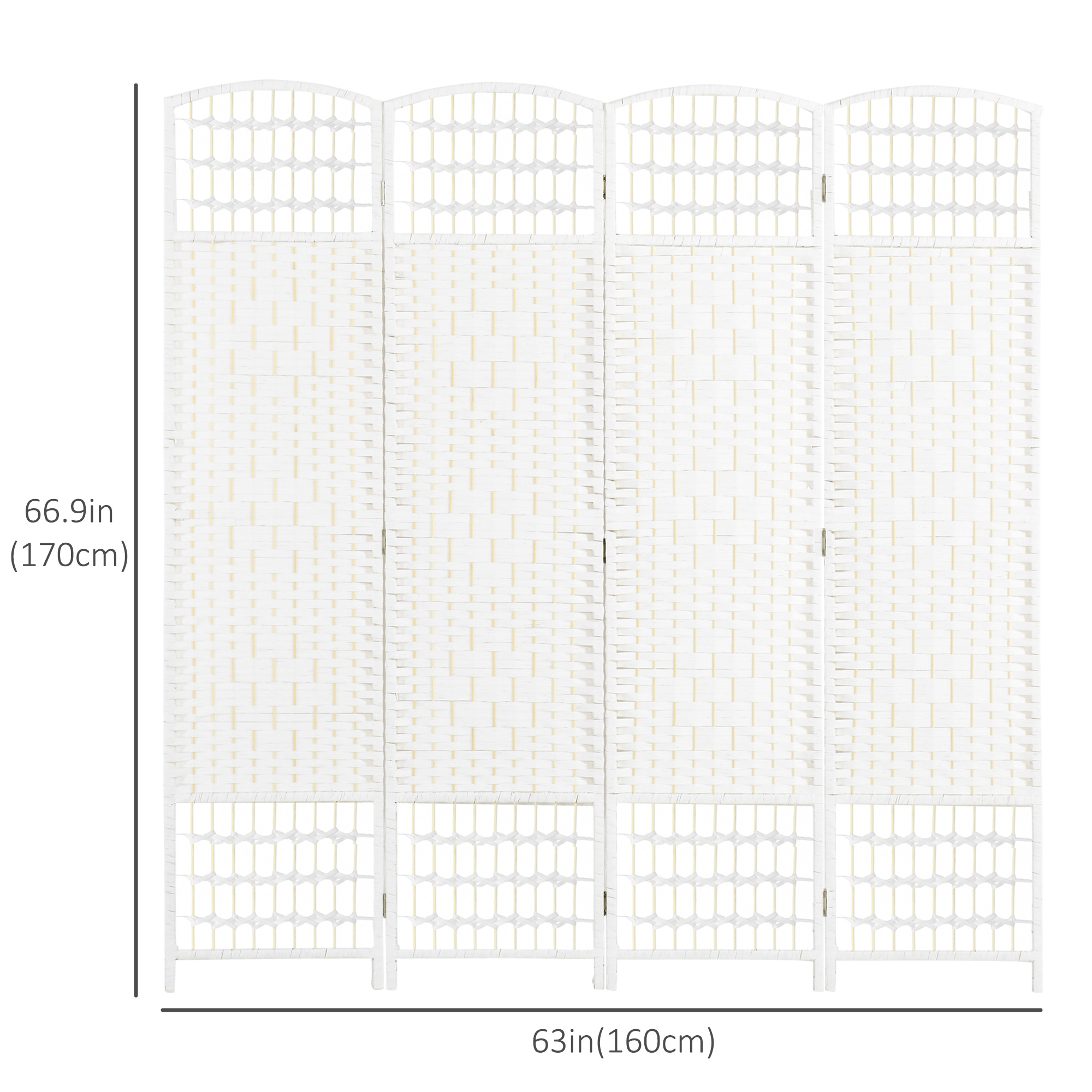 HOMCOM 4 Panel Folding Room Divider Portable Privacy Screen Indoor Office Divider, White , Aosom Canada