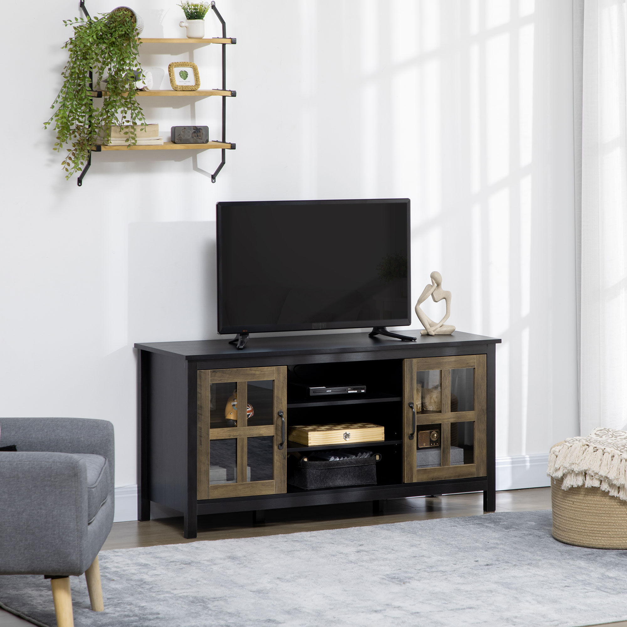 TV Cabinet for up to 55-Inch TVs, TV Stand with 2 Drawers