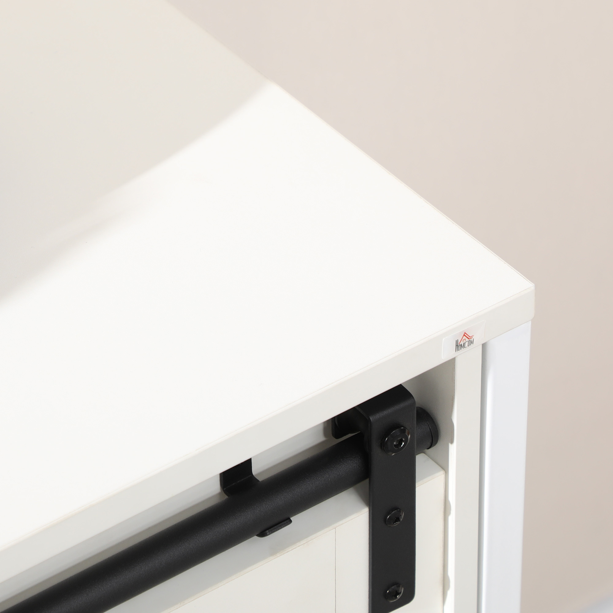 HOMCOM White Buffet Cabinet Farmhouse Sideboard Bar Kitchen Storage Adjustable Shelf Sliding Barn Door | Aosom.com 6