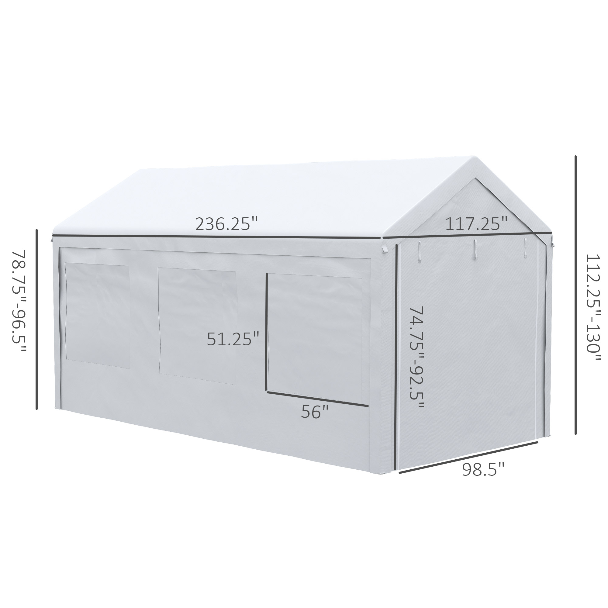 Outsunny 10' x 20' Party Tent & Carport, Height Adjustable