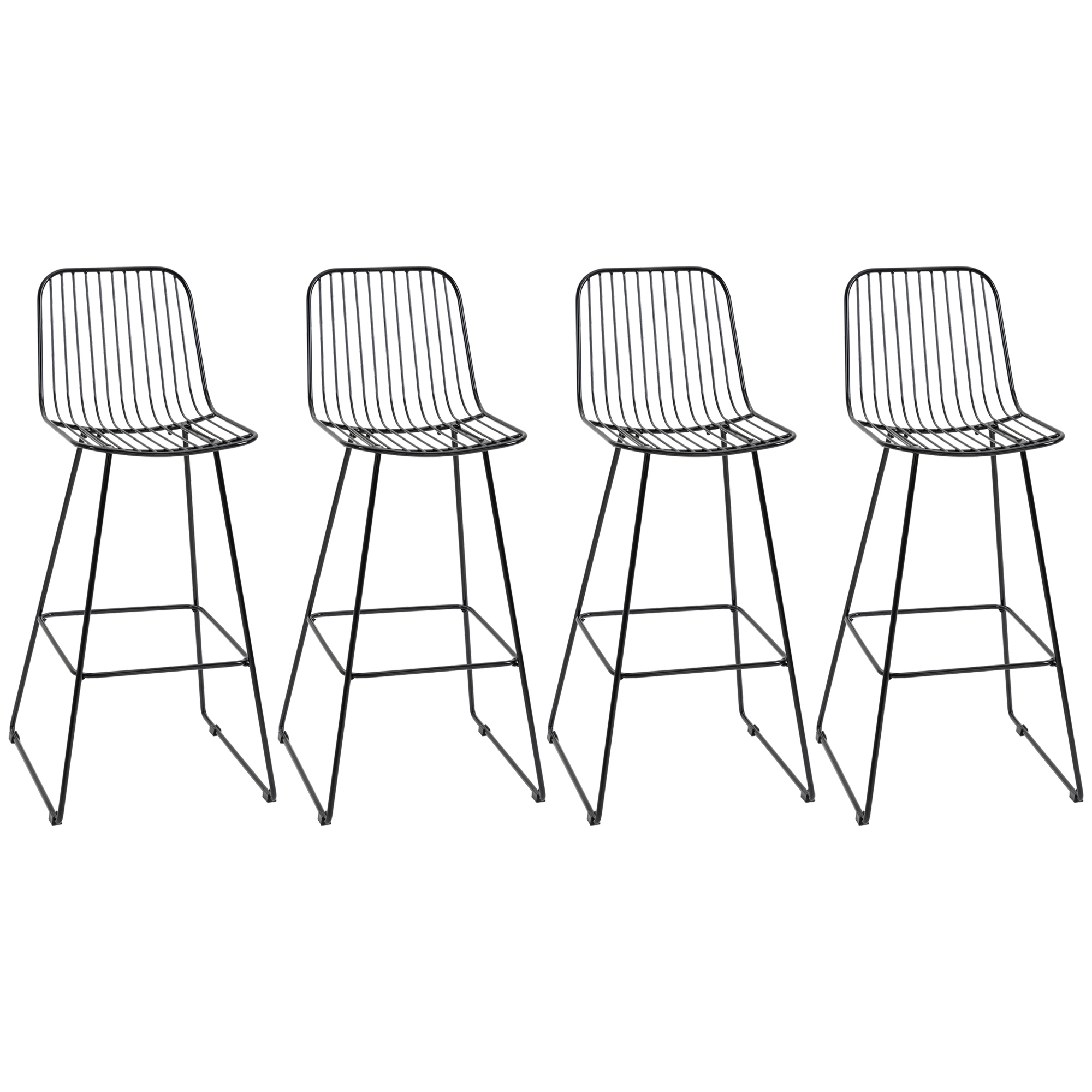 Modern Bar Stools, Metal Wire Bar Height Barstools, 30" Seat
