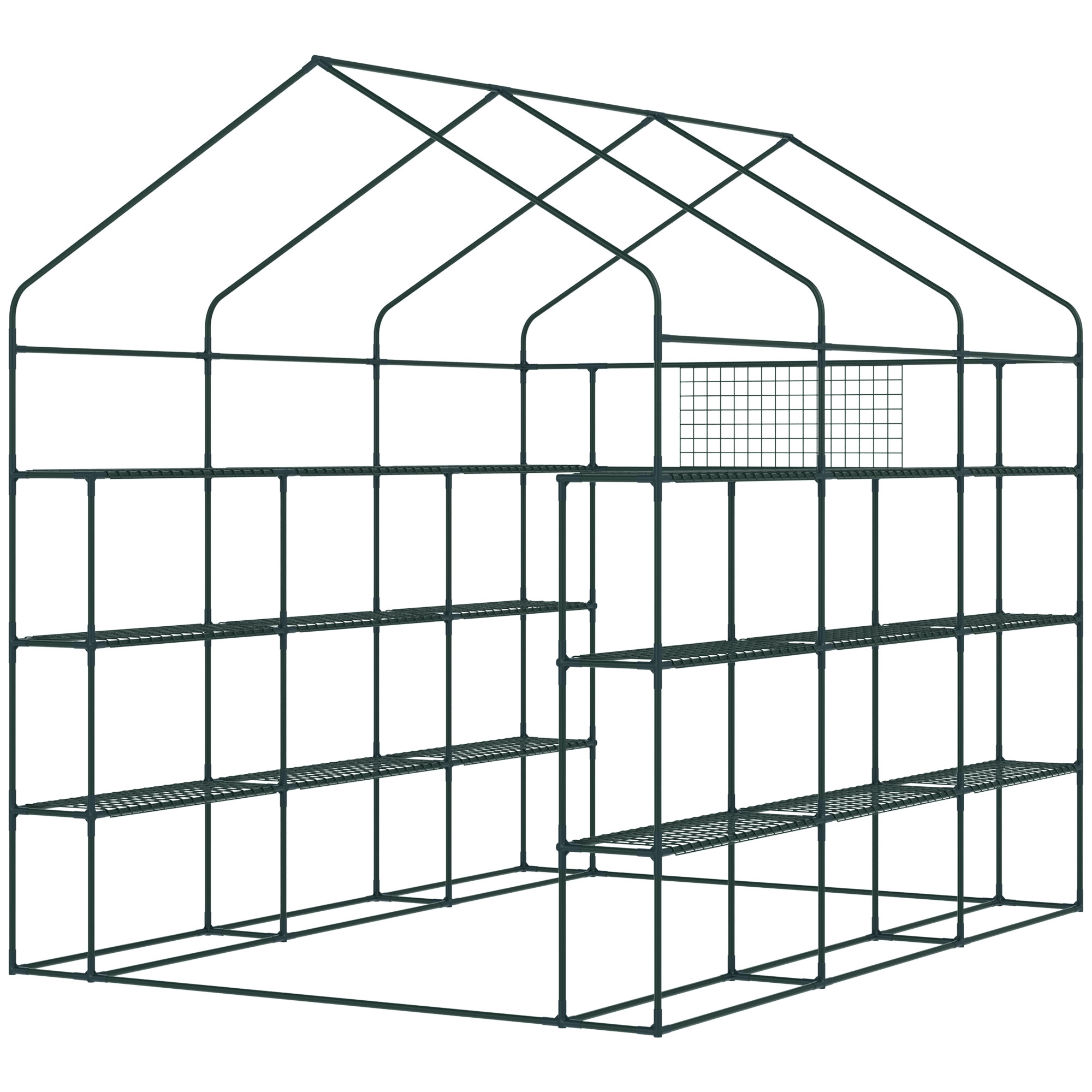 Outsunny 8' X 6' X 7' Walk-in Greenhouse - 18 Shelf Plant Greenhouse With Mesh Door, Windows & Trellis, UV Protective Cover For Vegetables & Flowers