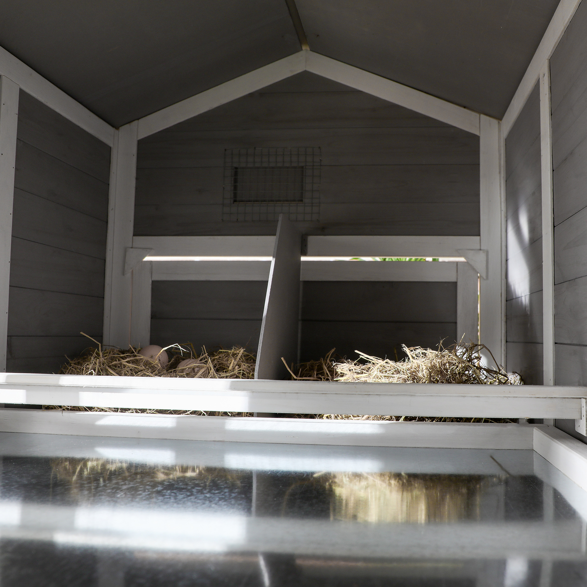 PawHut Wooden Chicken Coop With Run For 3-4 Chickens, Hen House With Nesting Box & Removable Tray, Outdoor Poultry Cage, 77.5 X 32.5 X 46, Gray