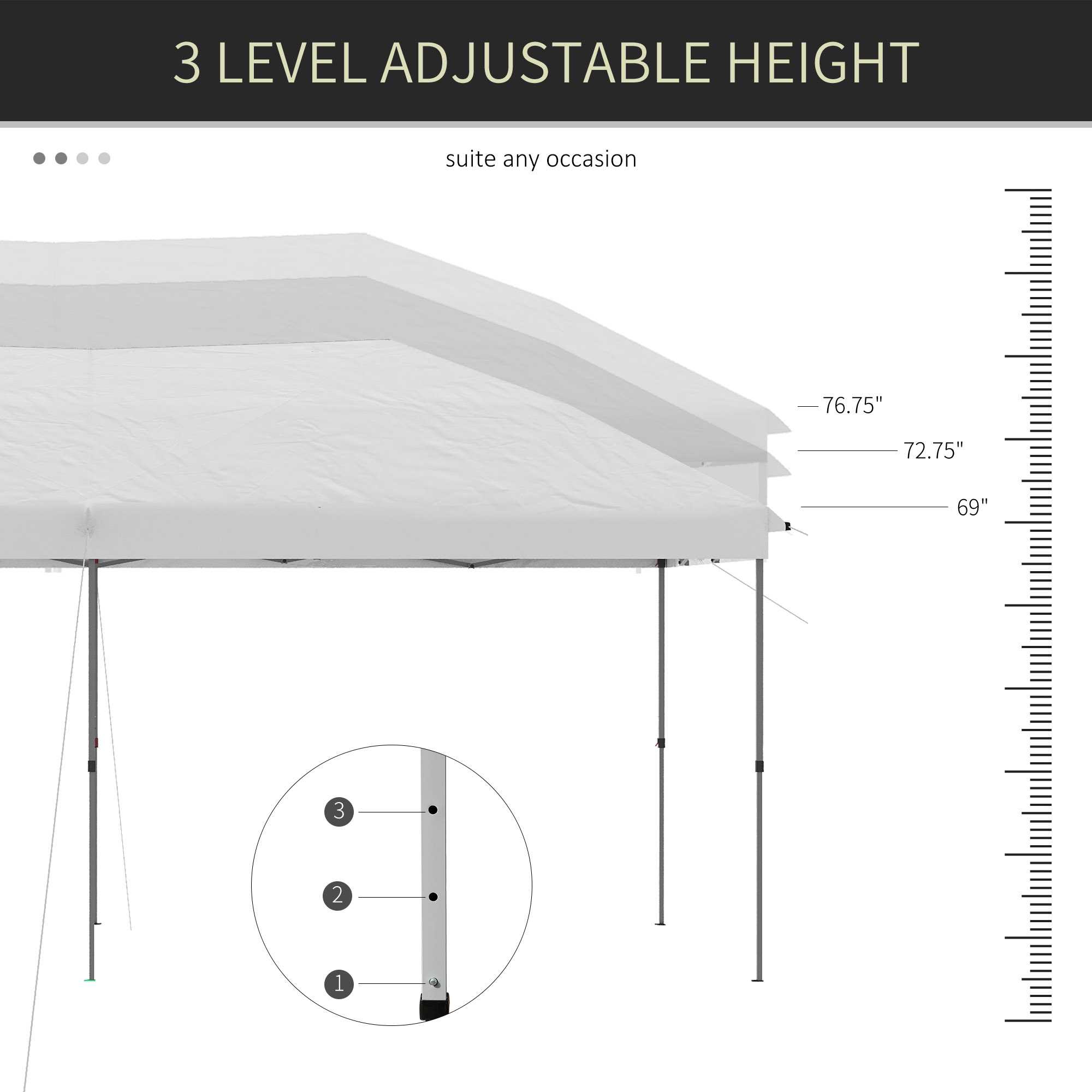 Outsunny 10' x 19' Pop Up Canopy with Easy Up Steel Frame, 3
