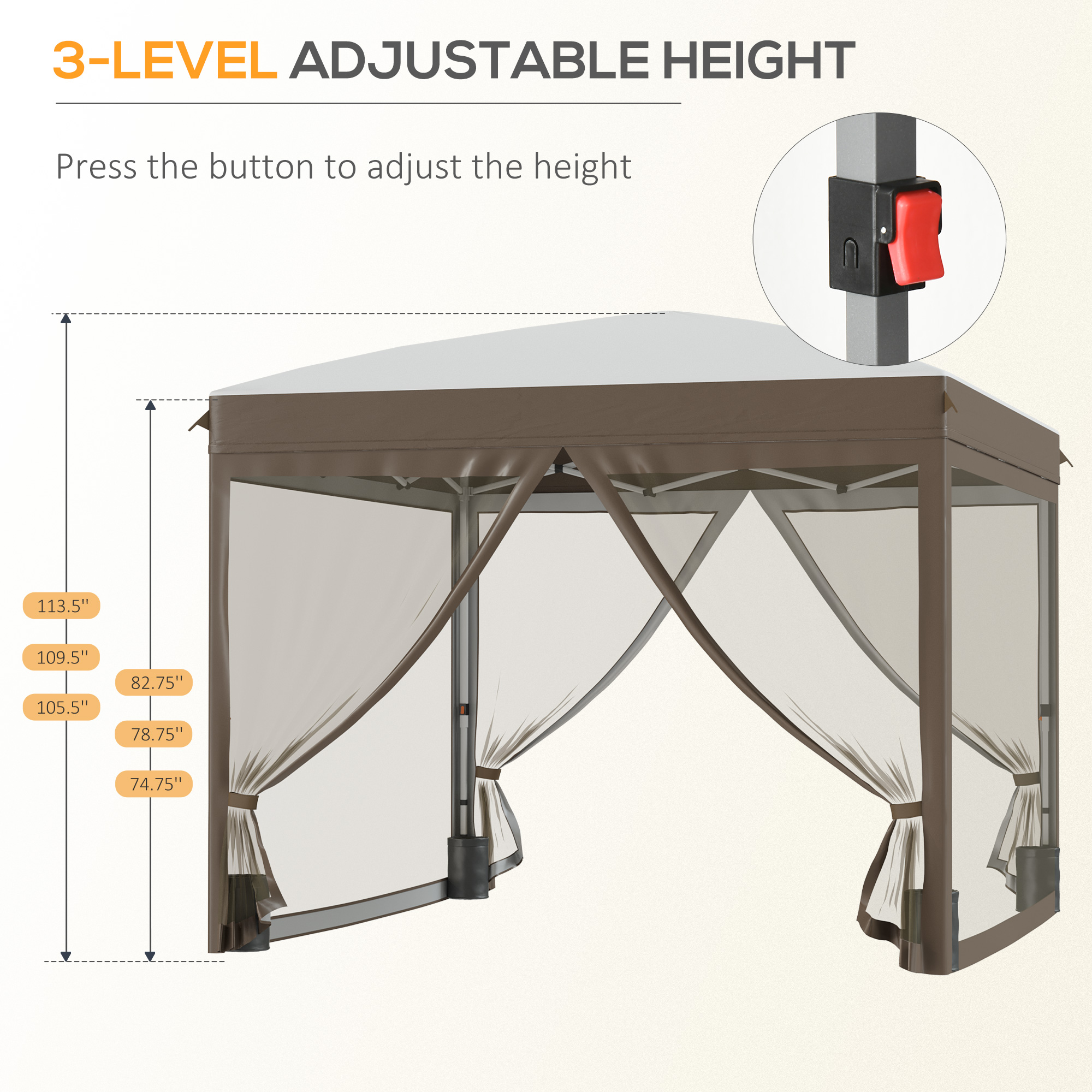 Outsunny 10' x 10' Pop Up Canopy Tent with Netting, Foldable