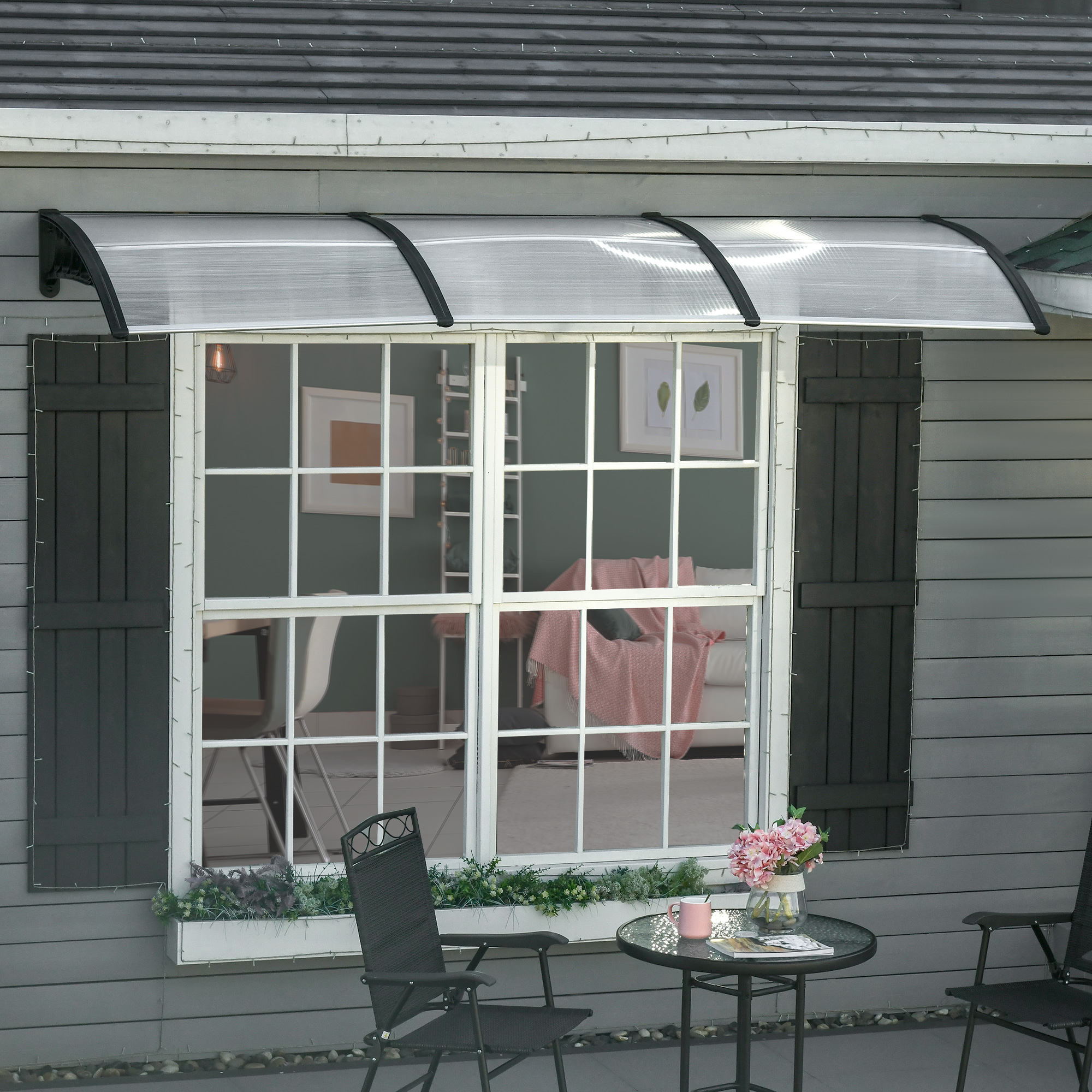 Outsunny Awning Door Canopy, 119.3 X 37.8 Polycarbonate Front Door Outdoor Patio Cover For UV Protection, Clear , Aosom Canada