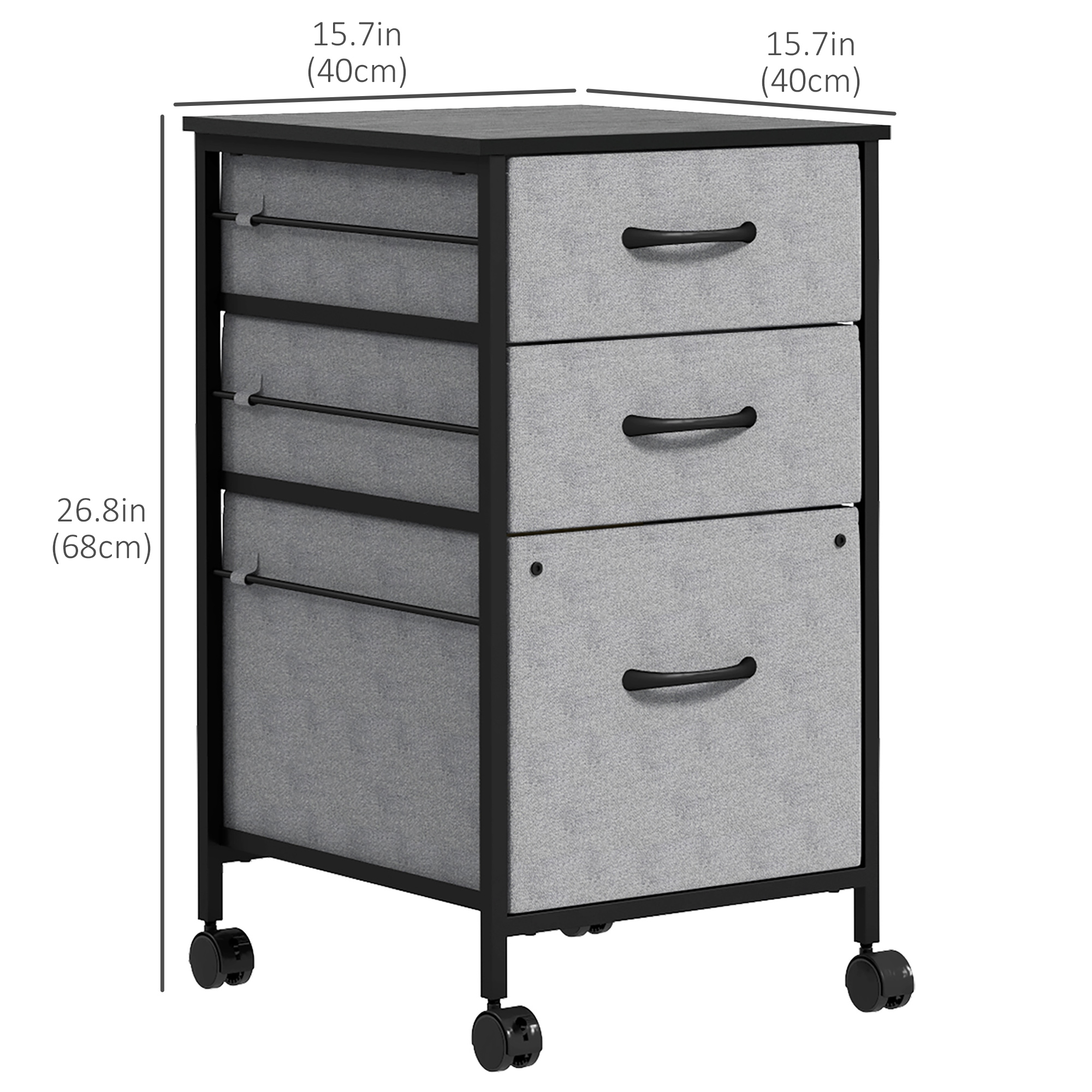 Vinsetto Vertical Filing Cabinet, Mobile File Cabinet with 3 Non