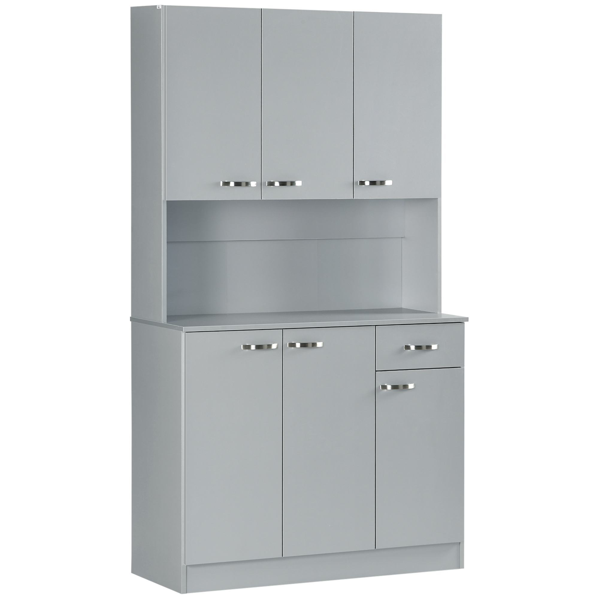 HOMCOM 71 Elegant Gray Kitchen Buffet, Storage Centerpiece with 6 Doors, Shelves &amp; Drawer | Aosom.com