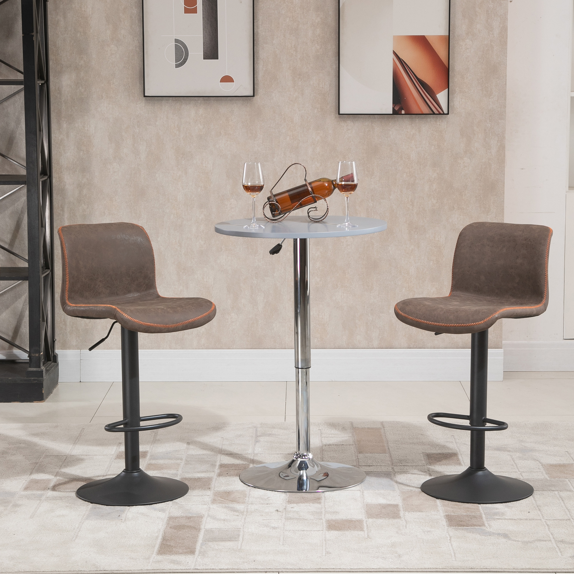 Bar Stools Set of 2, Swivel Counter Height Bar Stools with