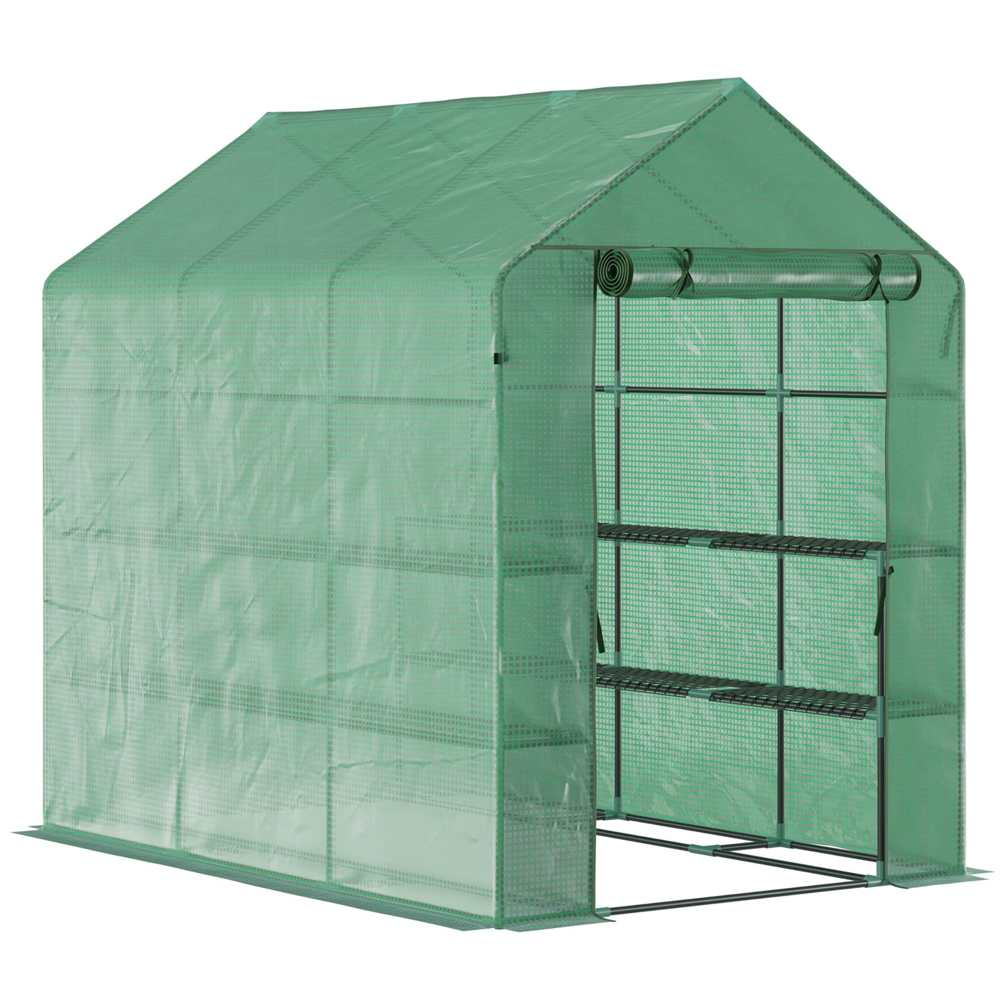 ジェームス・リジィ OUTDOOR LUNCHEN Outsunny 8' x 6' Walk-In Polycarbonate Greenhouse with Roof