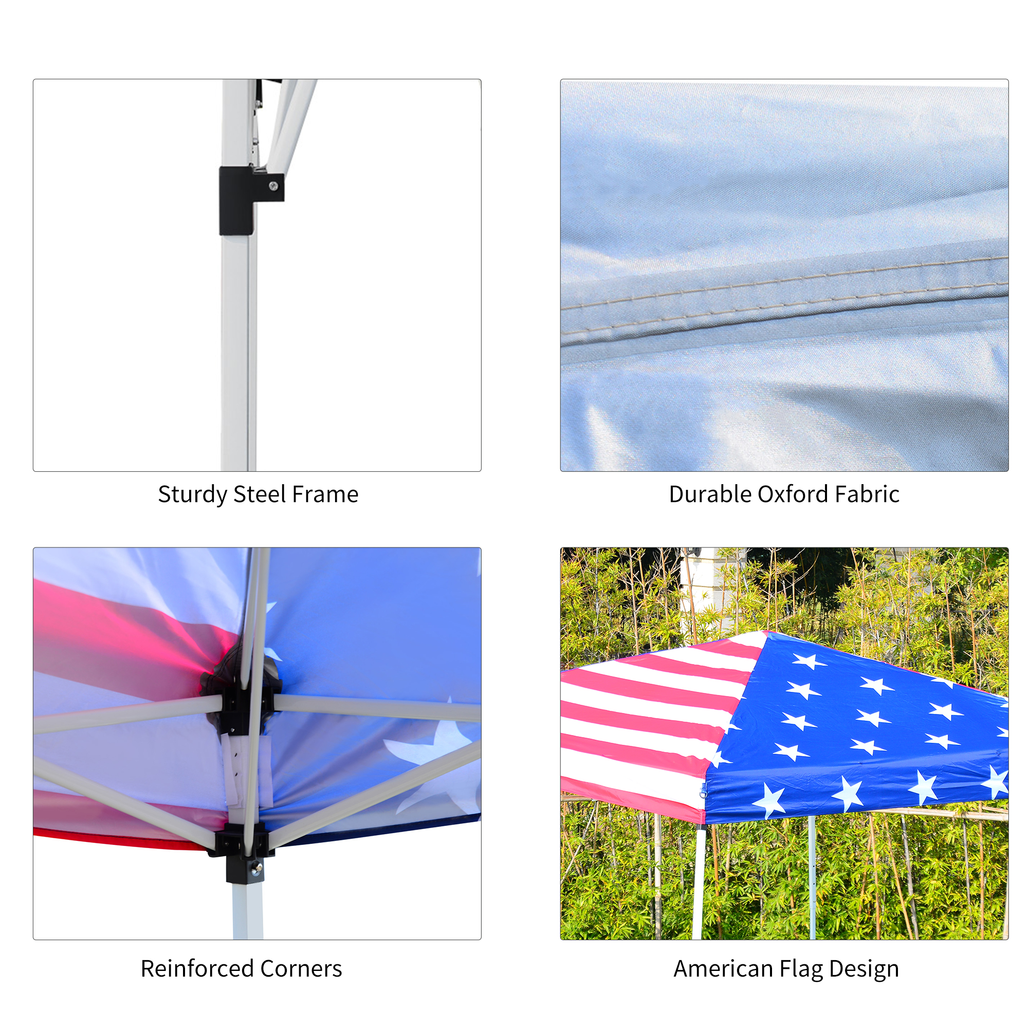 Outsunny 10'x 10' Outdoor Easy Pop Up Canopy Event Tent With Slanted Legs For Weddings  & Parties - American Flag