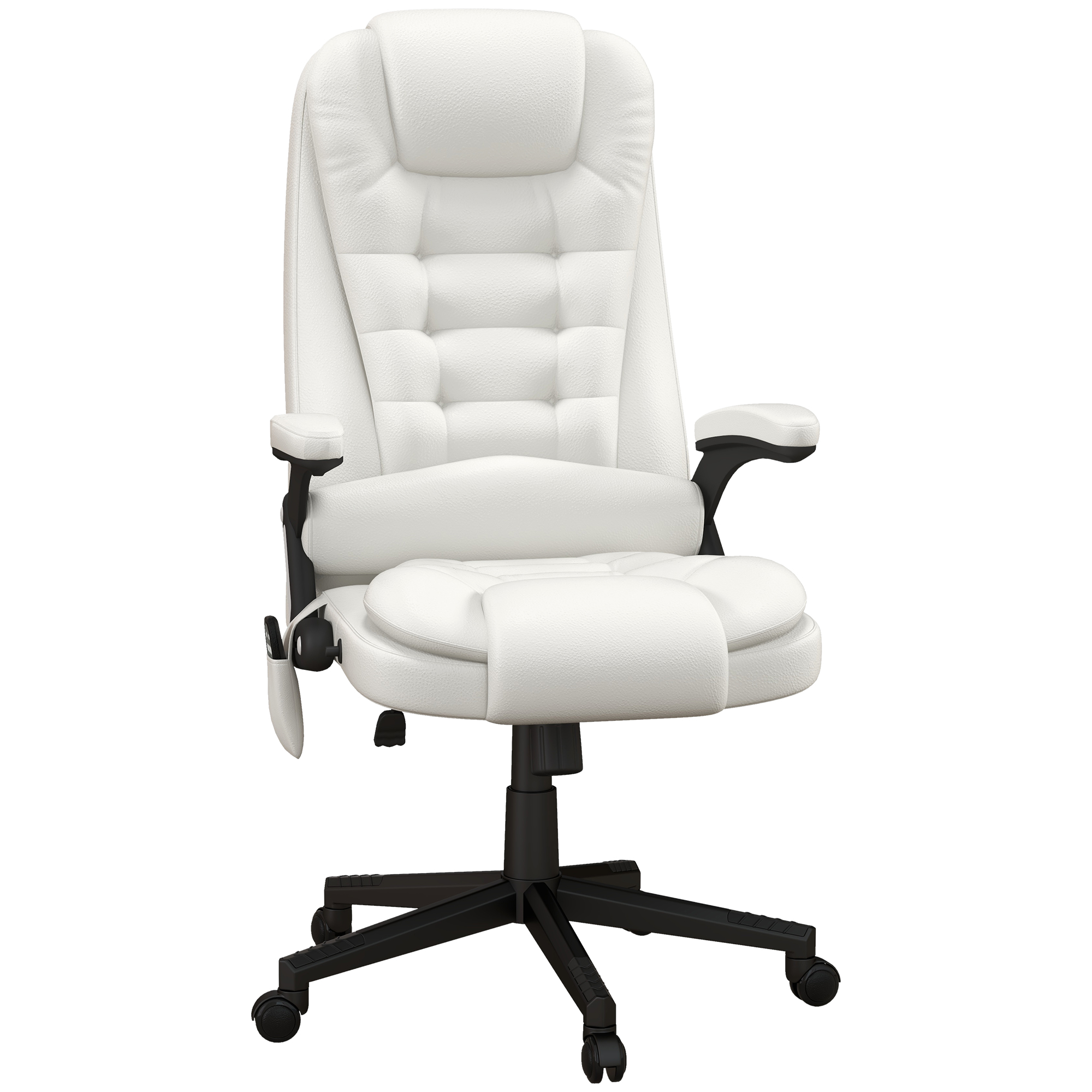 HOMCOM Massage Office Chair, Heated Reclining Computer Chair with 6 Vibration Points, Armrest and Remote, White