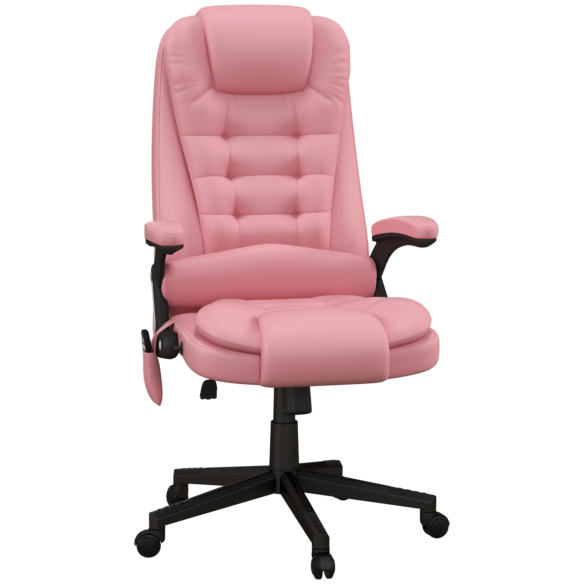 HOMCOM Heated Massage Office Chair, Reclining Computer Chair with Vibration, Armrest, Remote, Pink | Aosom.com