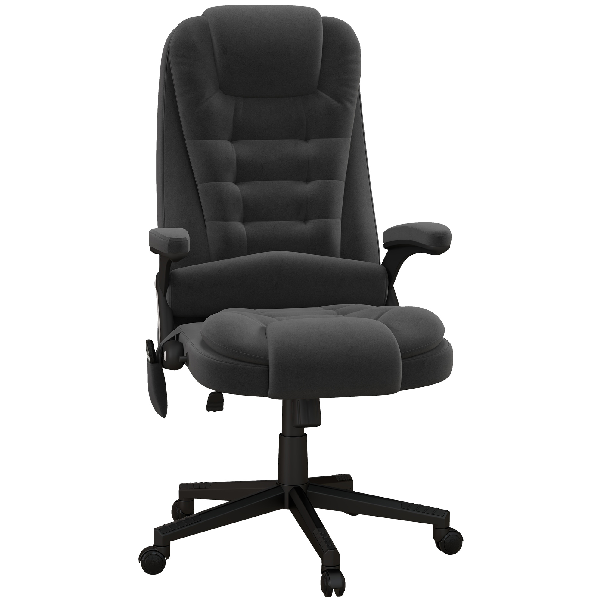 HOMCOM Executive Vibrating Massage Office Chair with Heat, 6 Point, Velvet High Back, Black | Aosom.com