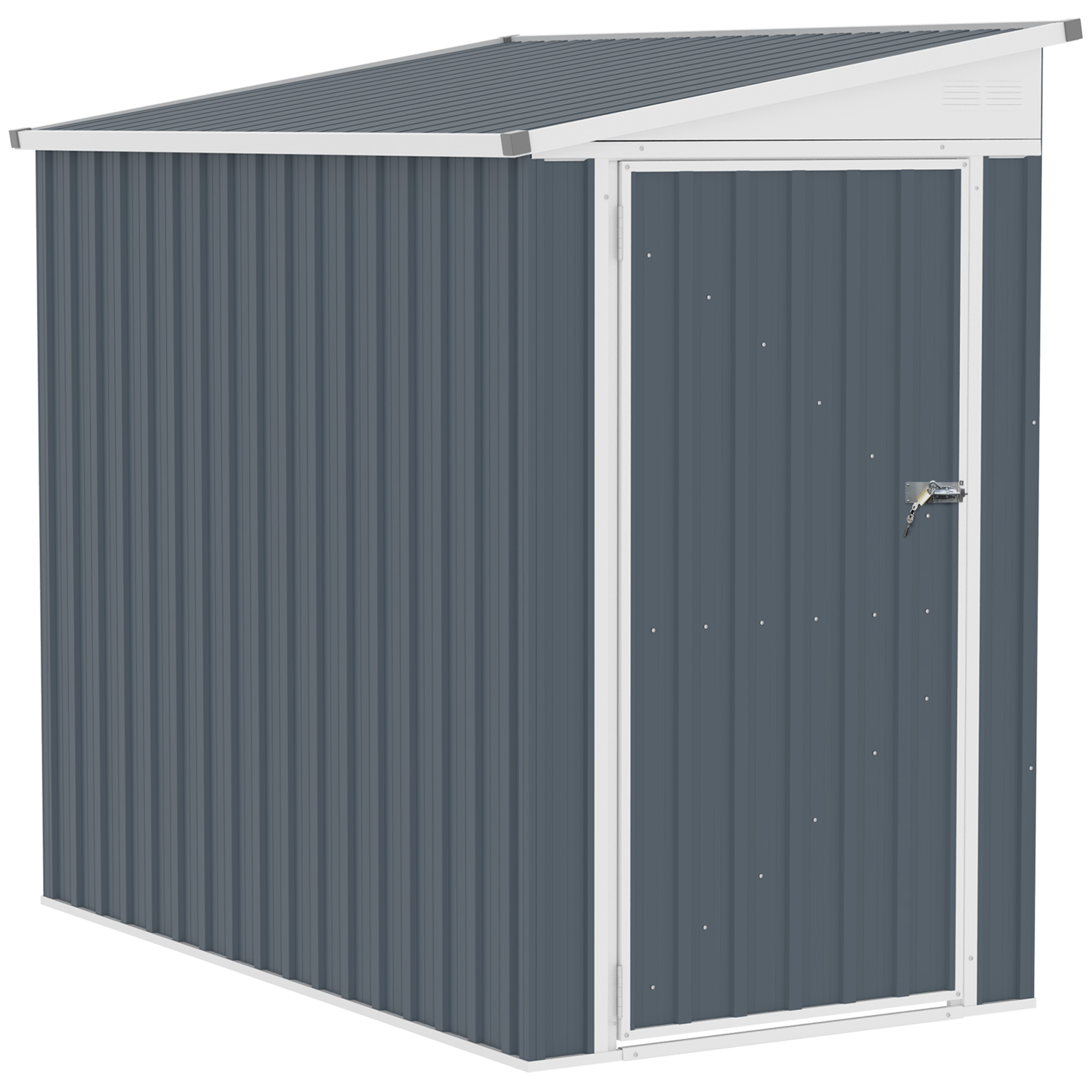 Outsunny 4' X 6' Steel Garden Storage Shed, Lean-to Shed Organizer, Outdoor Metal Tool House With Lockable Door & 2 Air Vents For Backyard Lawn, Gray