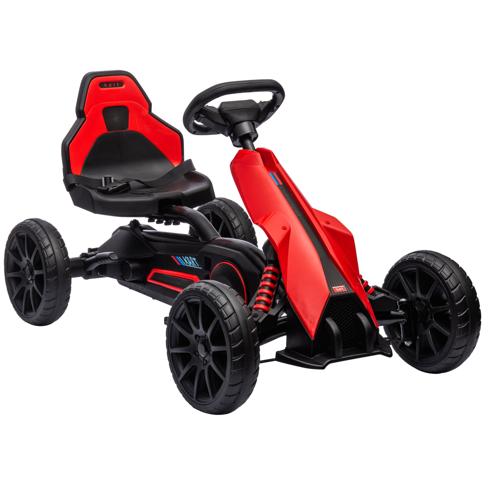 Aosom Kids Pedal Go Kart Outdoor Ride-on Toy with Adjustable Seat Swing Axle Handbrake Red for Boys and Girls 3-8 Years | Aosom.com