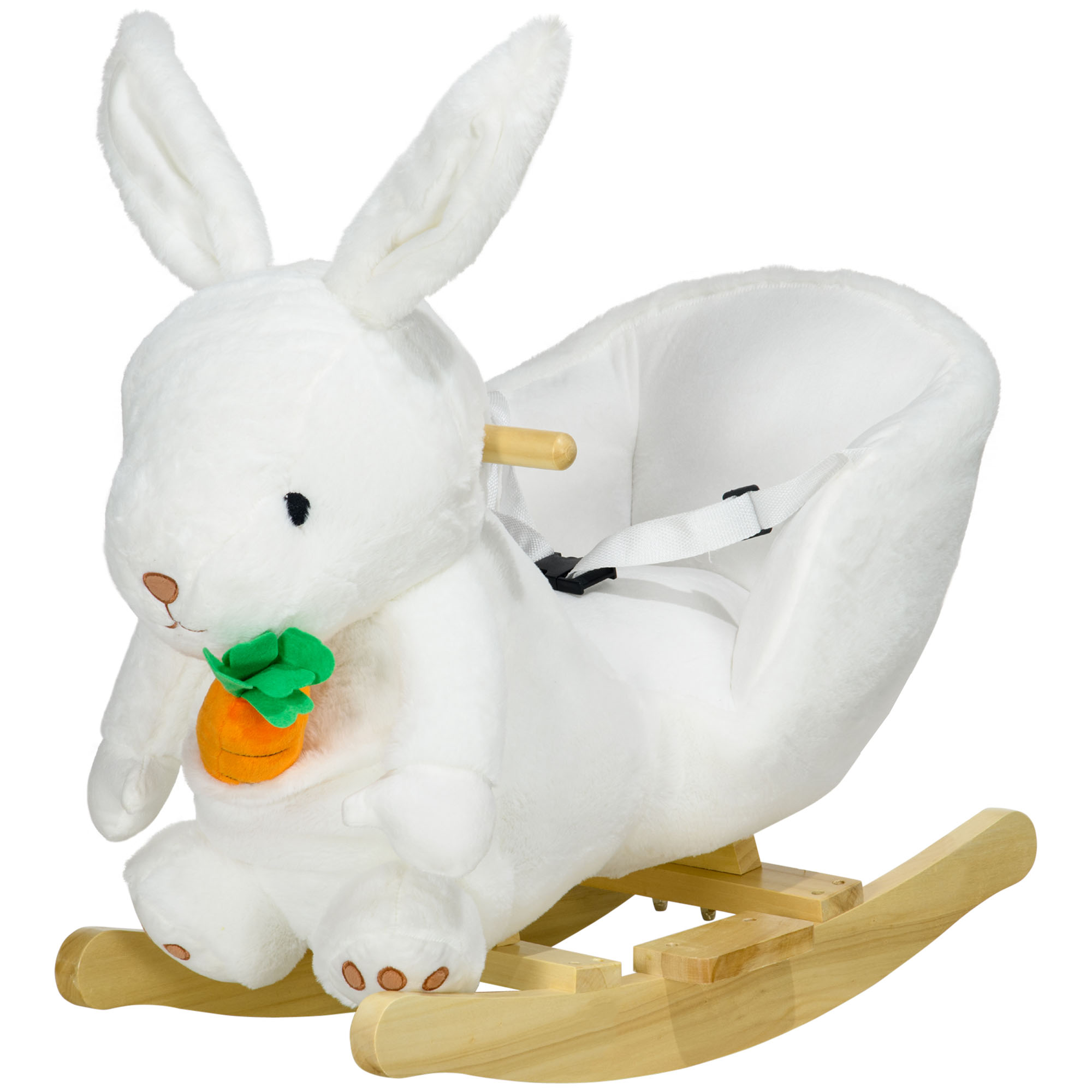 Qaba Kids Rocking Horse - Husky-Shaped Plush Rocker With Realistic Sounds For Toddlers